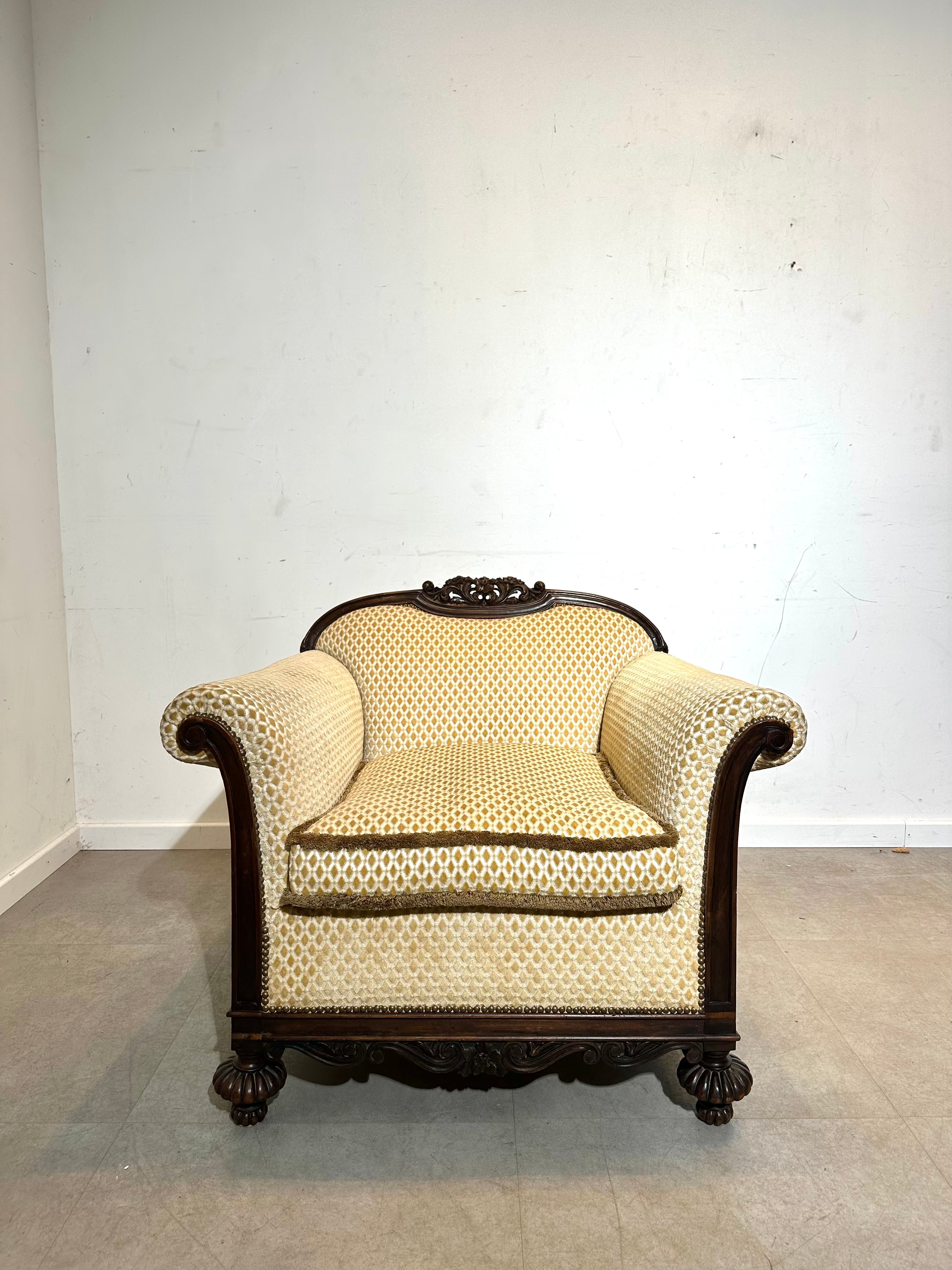 Antique Carved Mahogany Armchair