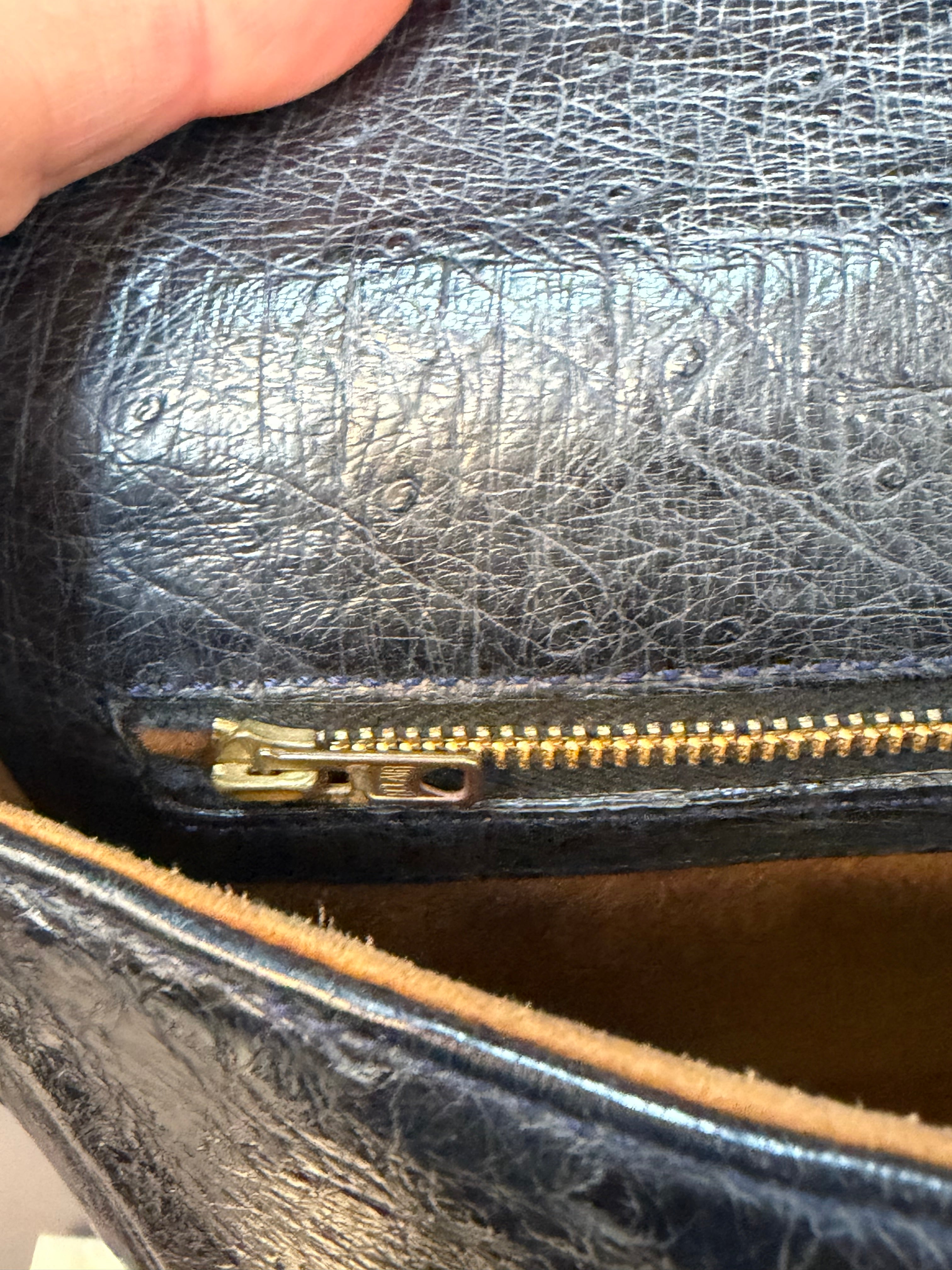 Delvaux Poirier Crossbody Bag – Ostrich Leather – Black – 26 x 20 cm