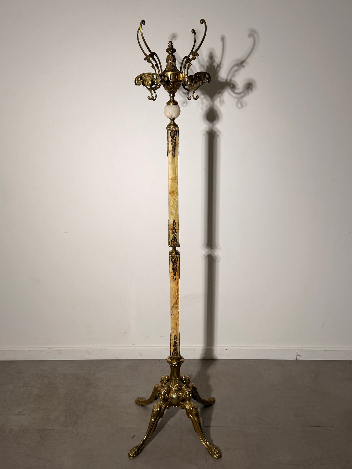 Ornate Brass & Onyx Hall Stand