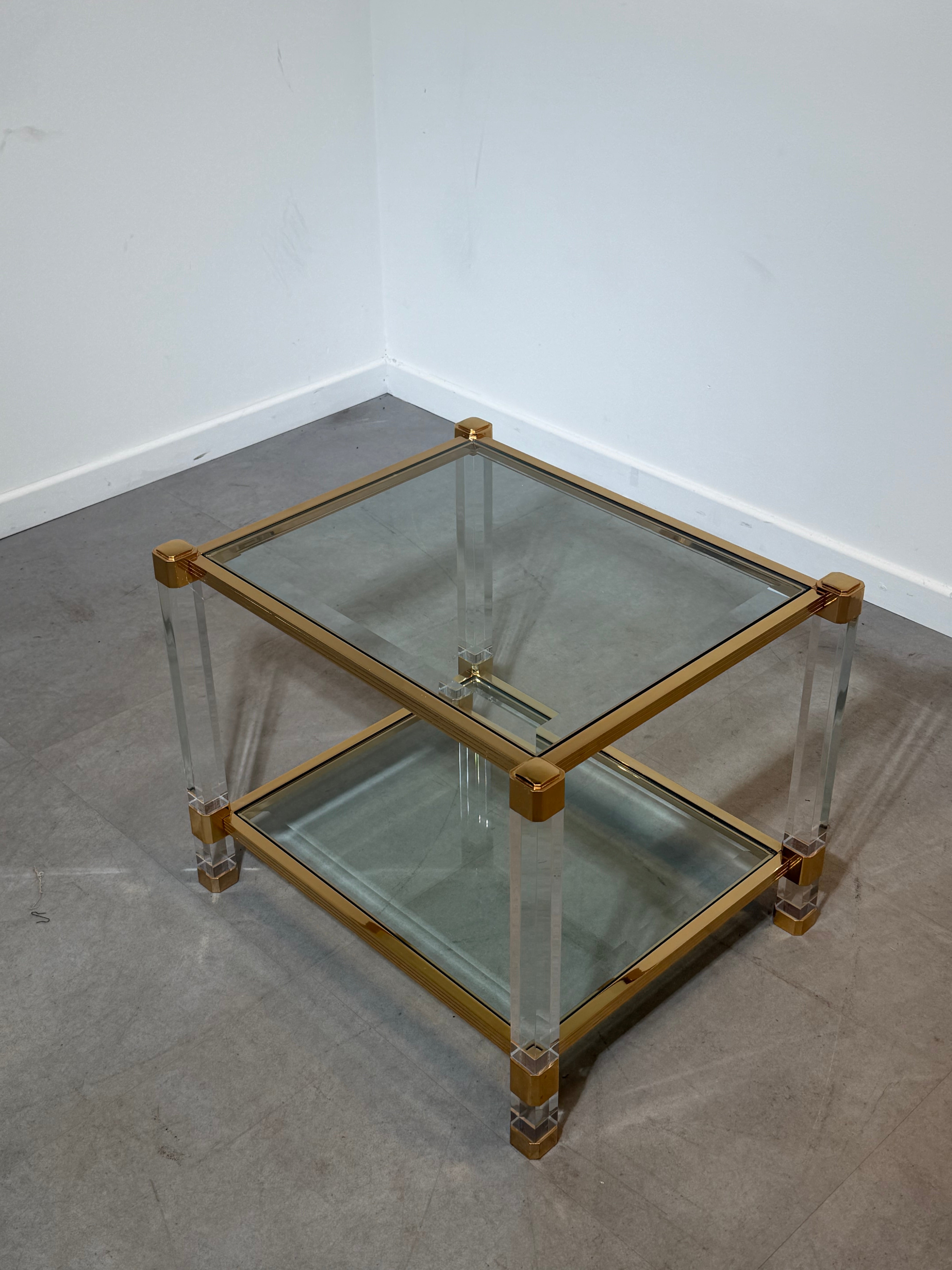 Vintage Brass & Lucite Sidetable