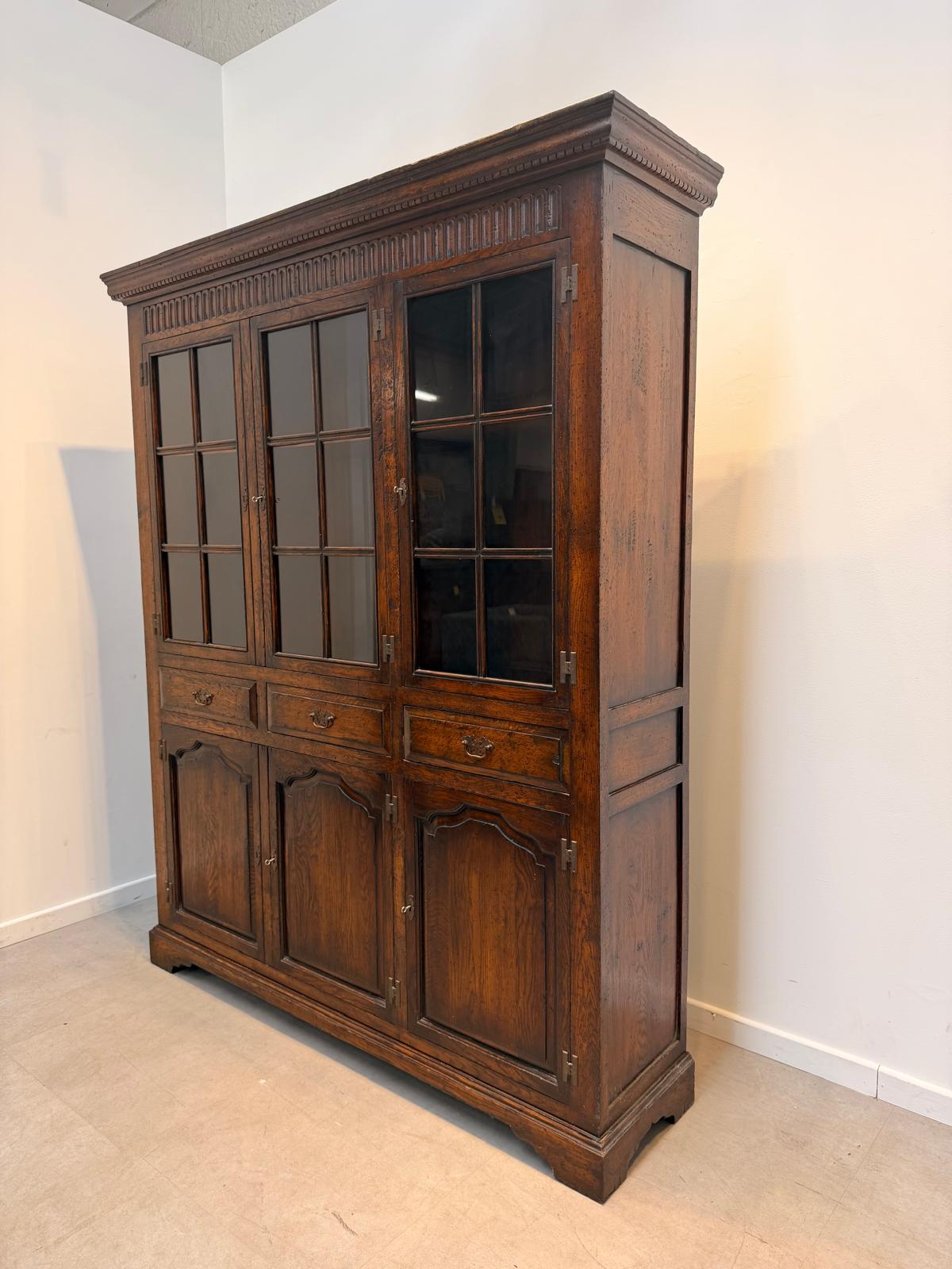 Antique Oak Display Cabinet Old & New England