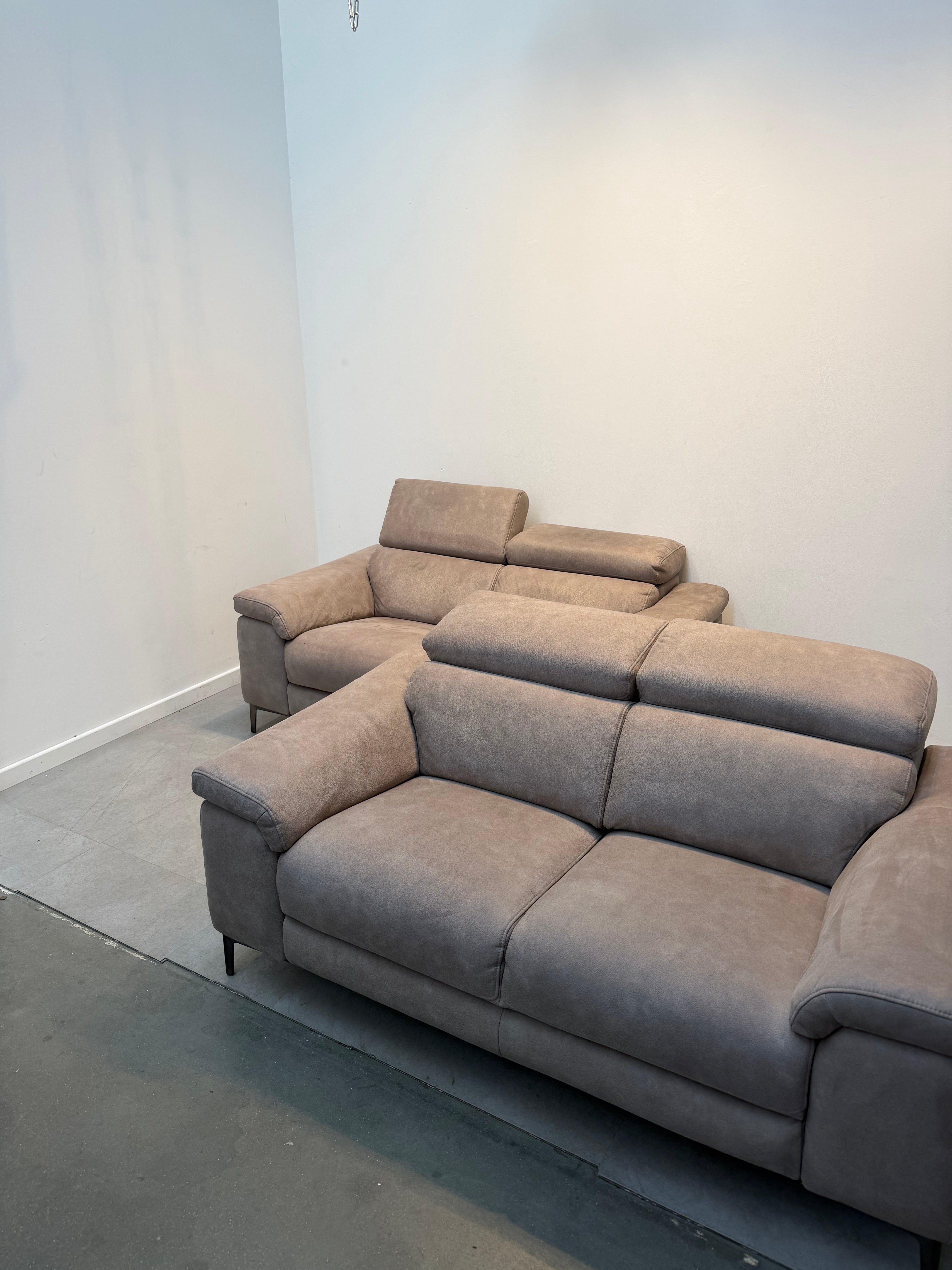 Sofa set 2x Two Seater “Billy Joe Silver” Fabric