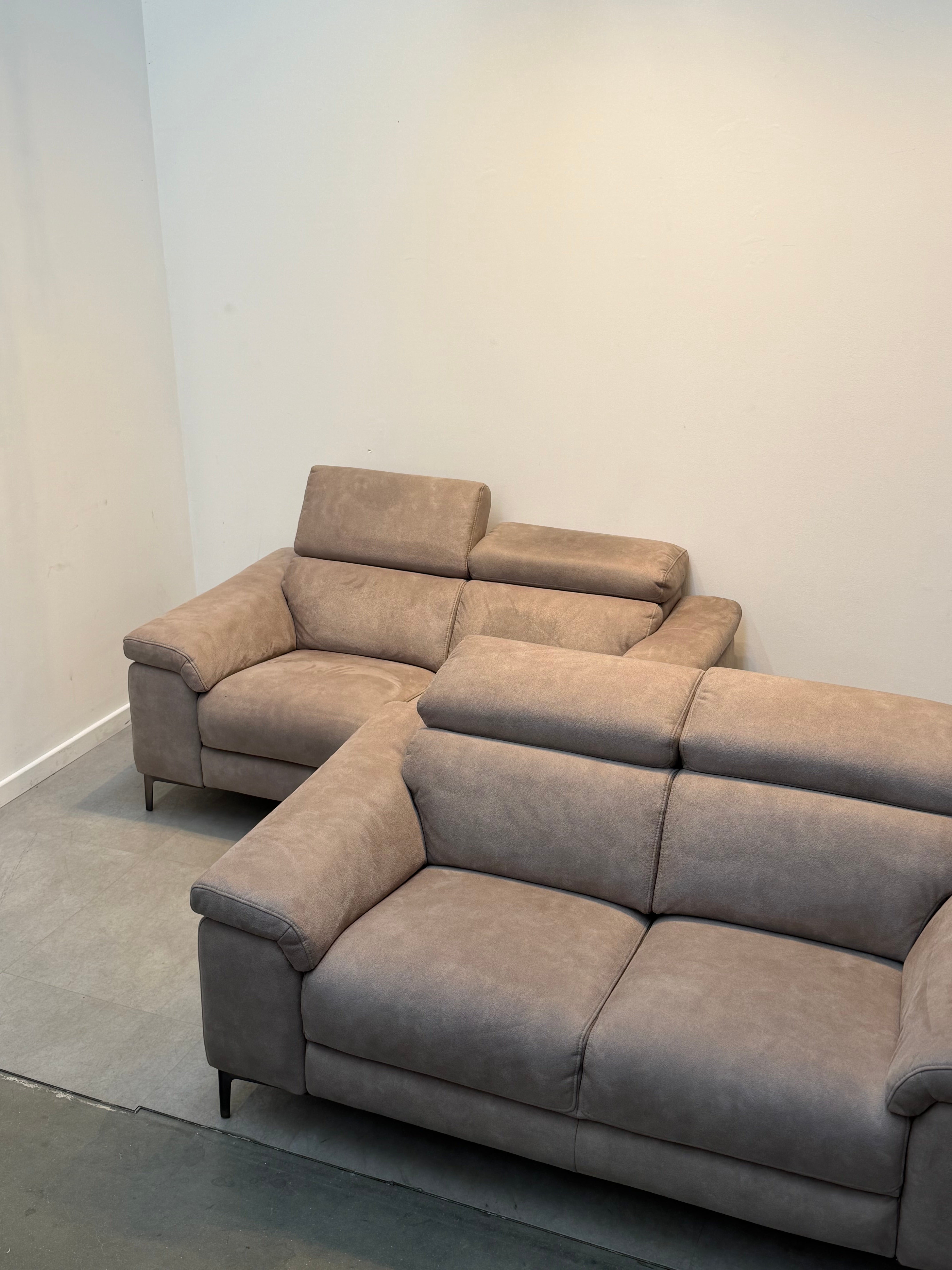 Sofa set 2x Two Seater “Billy Joe Silver” Fabric