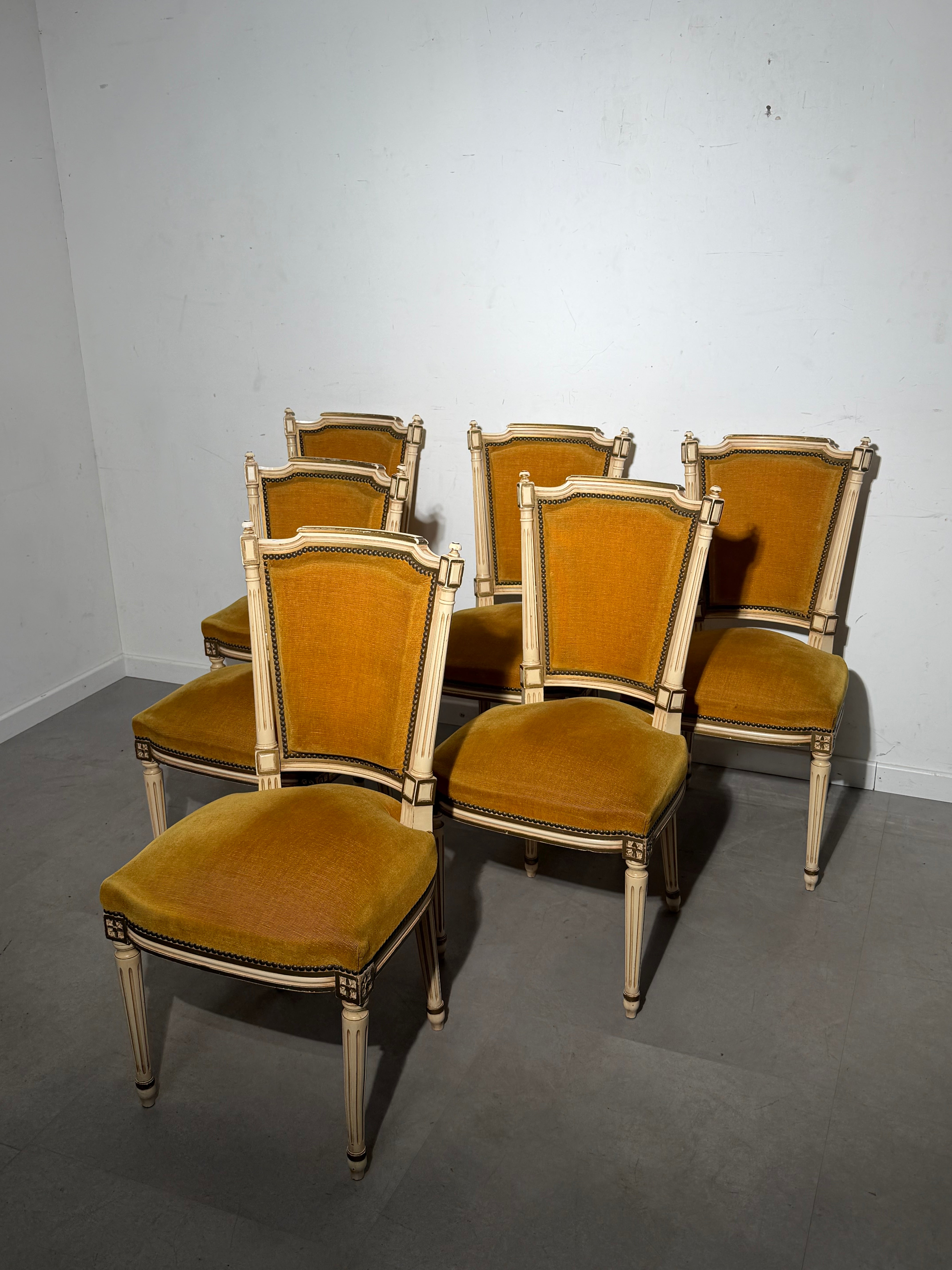 Set of 6 Louis XVI Style Dining Chairs by JP Ehalt – Vintage Upholstered Chairs