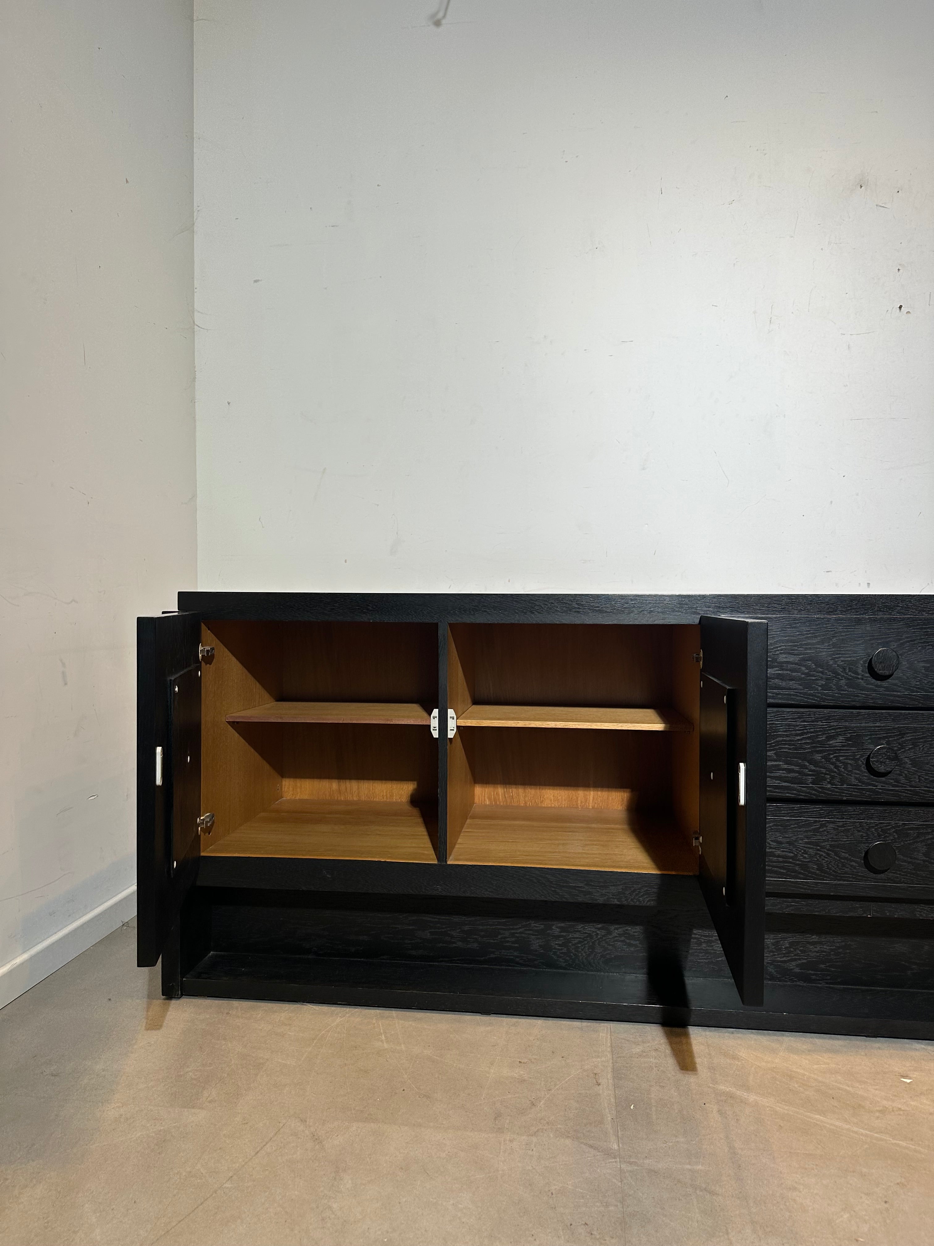 Brutalist Black Oak Sideboard / Credenza