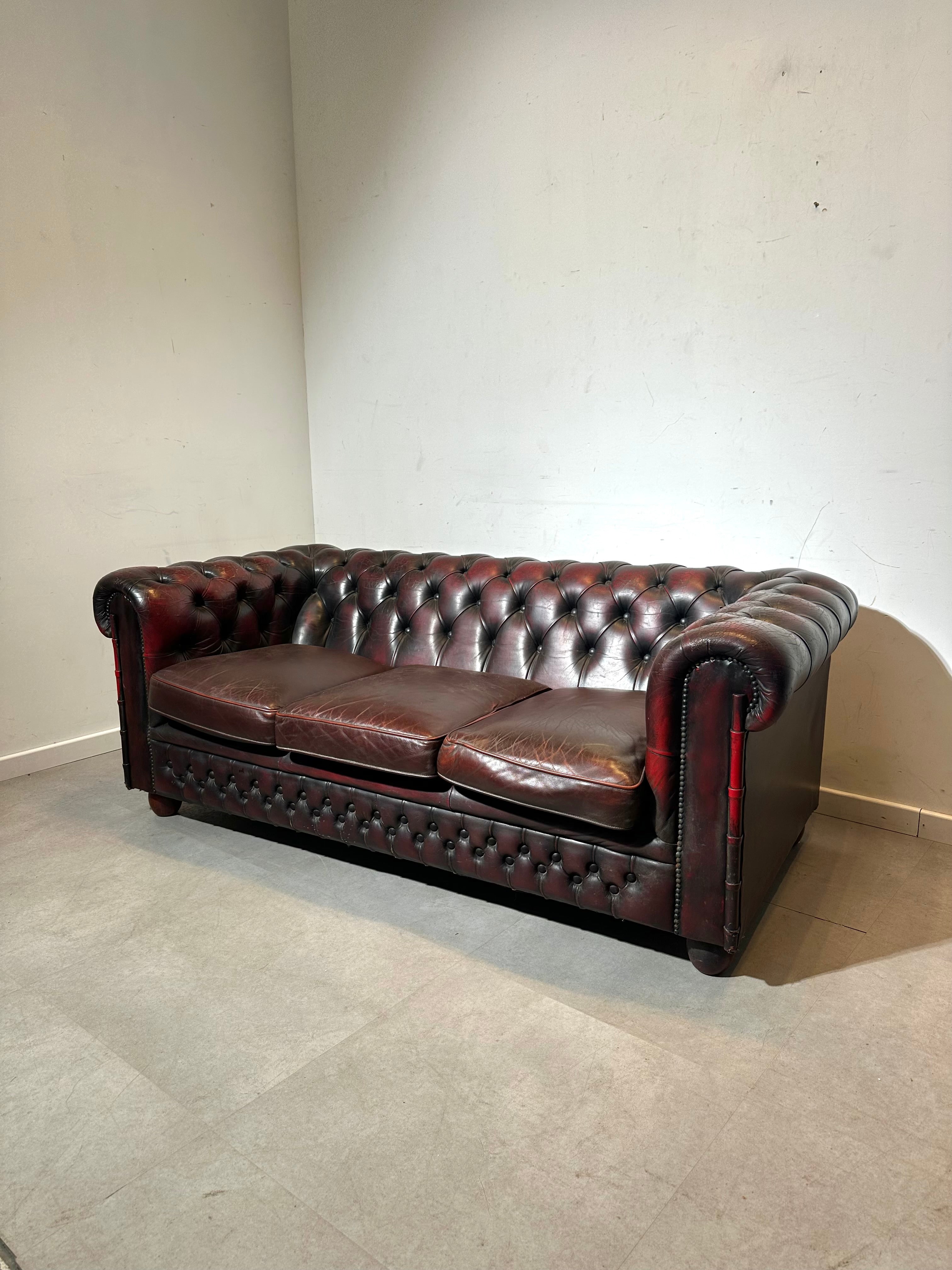 Vintage Chesterfield Oxblood Leather