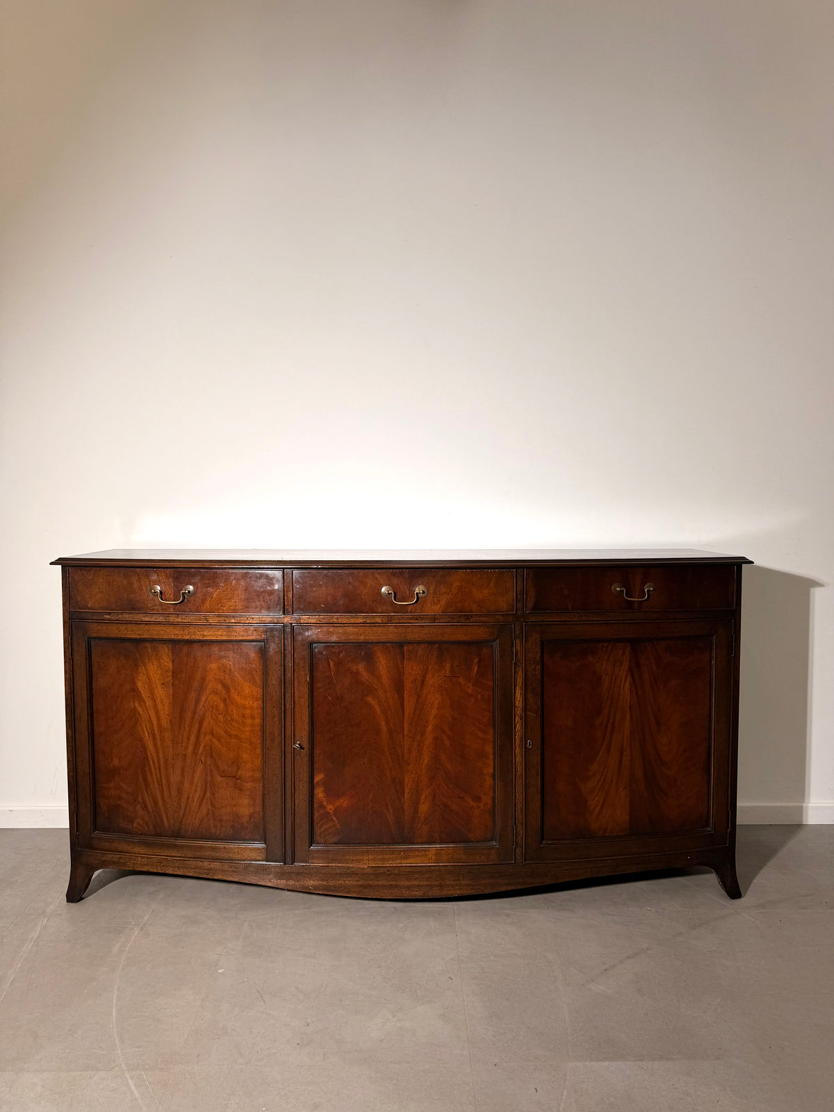 Large Antique Mahogany Bow-Front Sideboard