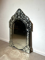Vintage Venetian-style etched mirror turqouise