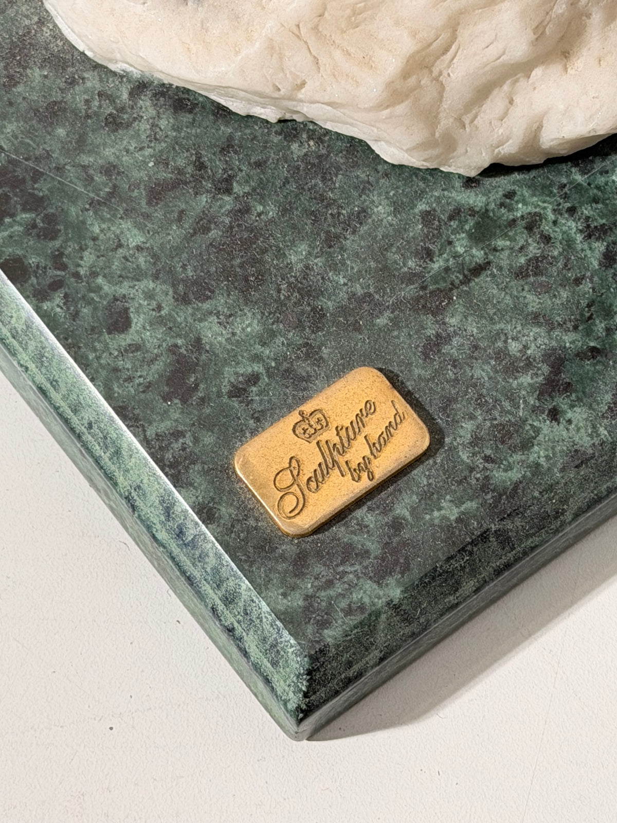 Sculpture “Sculpture by Leonardo” – White Horse Head on Green Marble Base