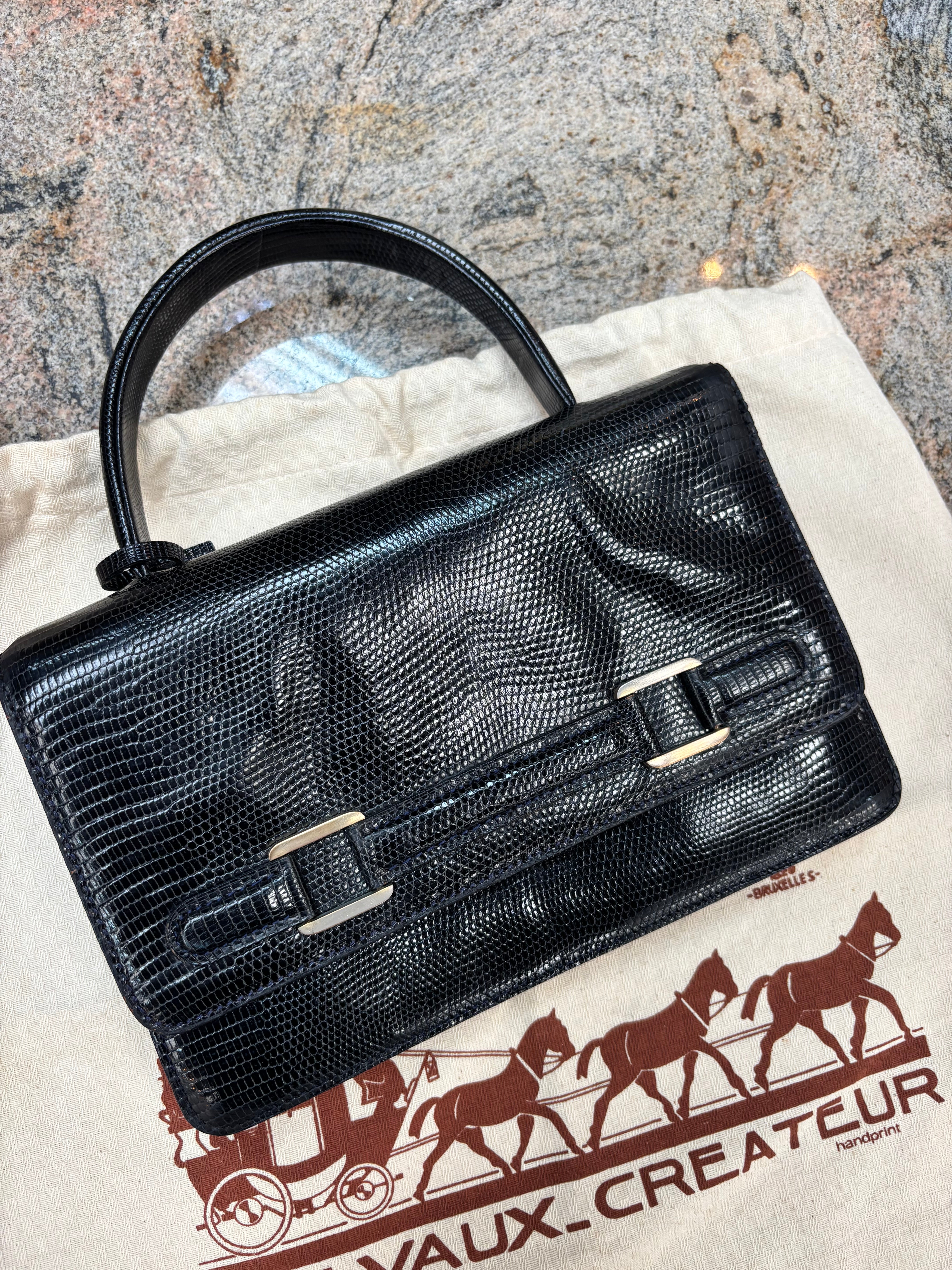 Vintage Delvaux Lézard Noir