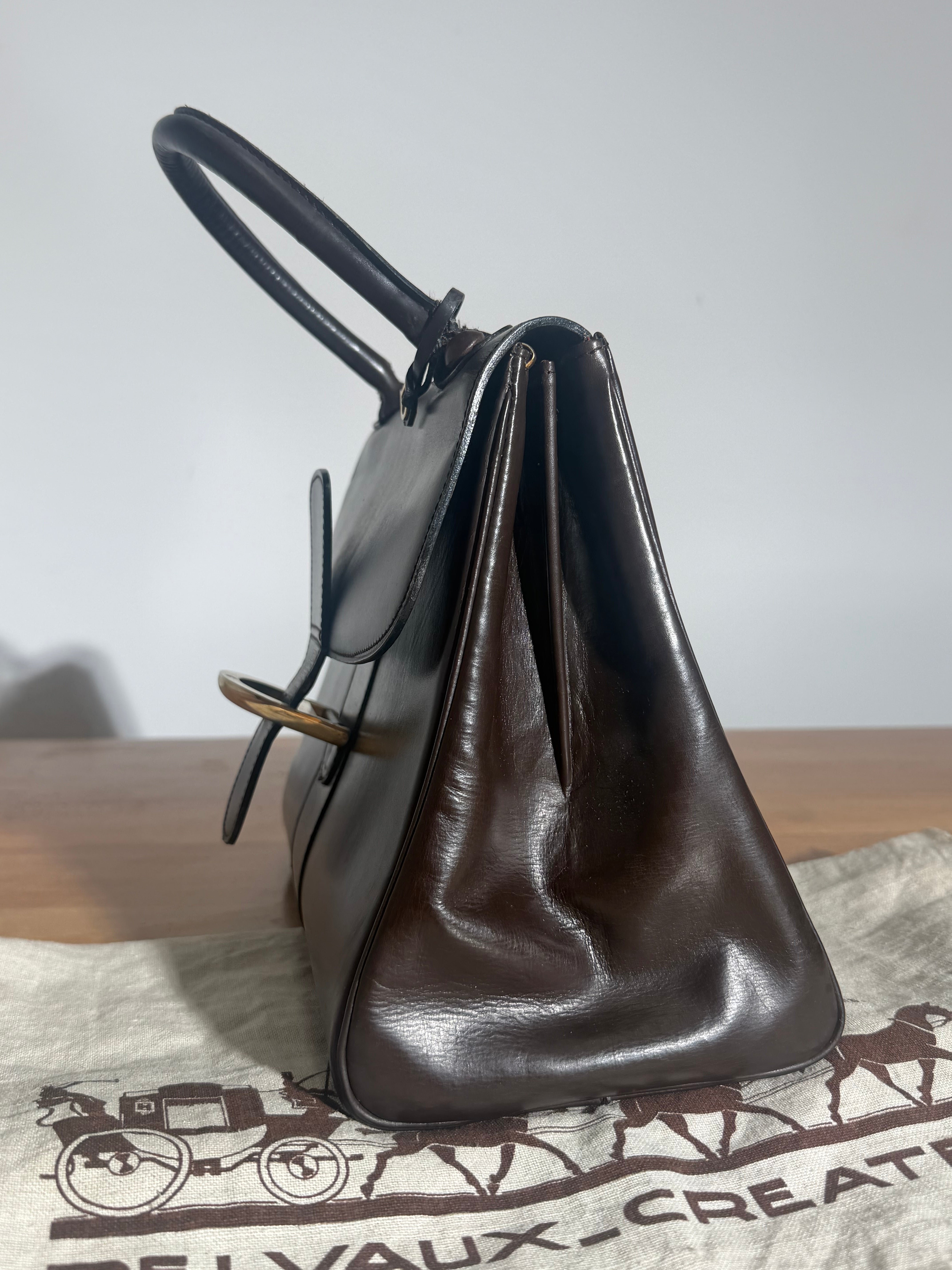Delvaux Brillant MM Handbag – Chocolate Brown Leather