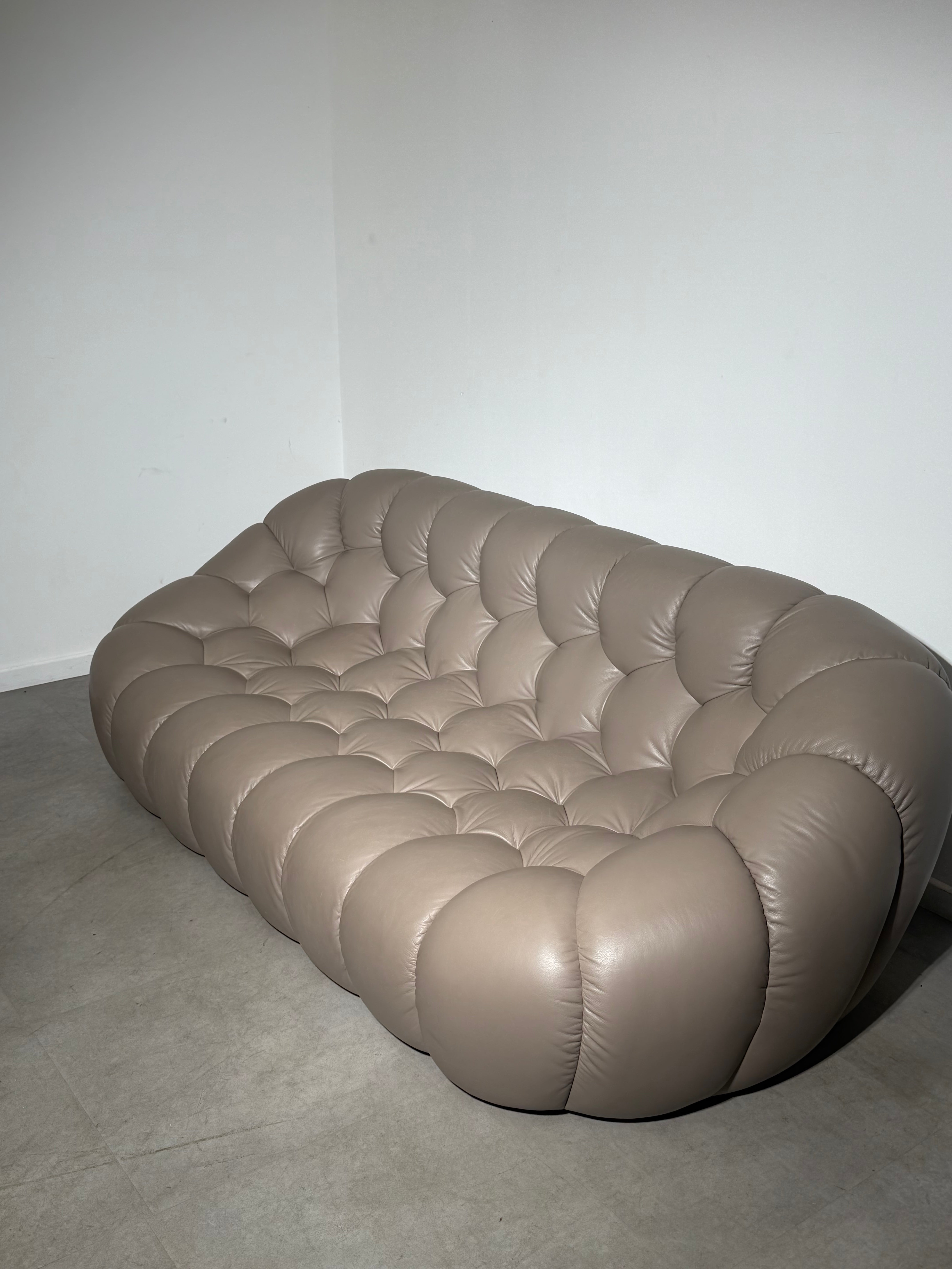Roche Bobois Bubble Sofa – Limited Edition Taupe Leather by Sacha Lakic