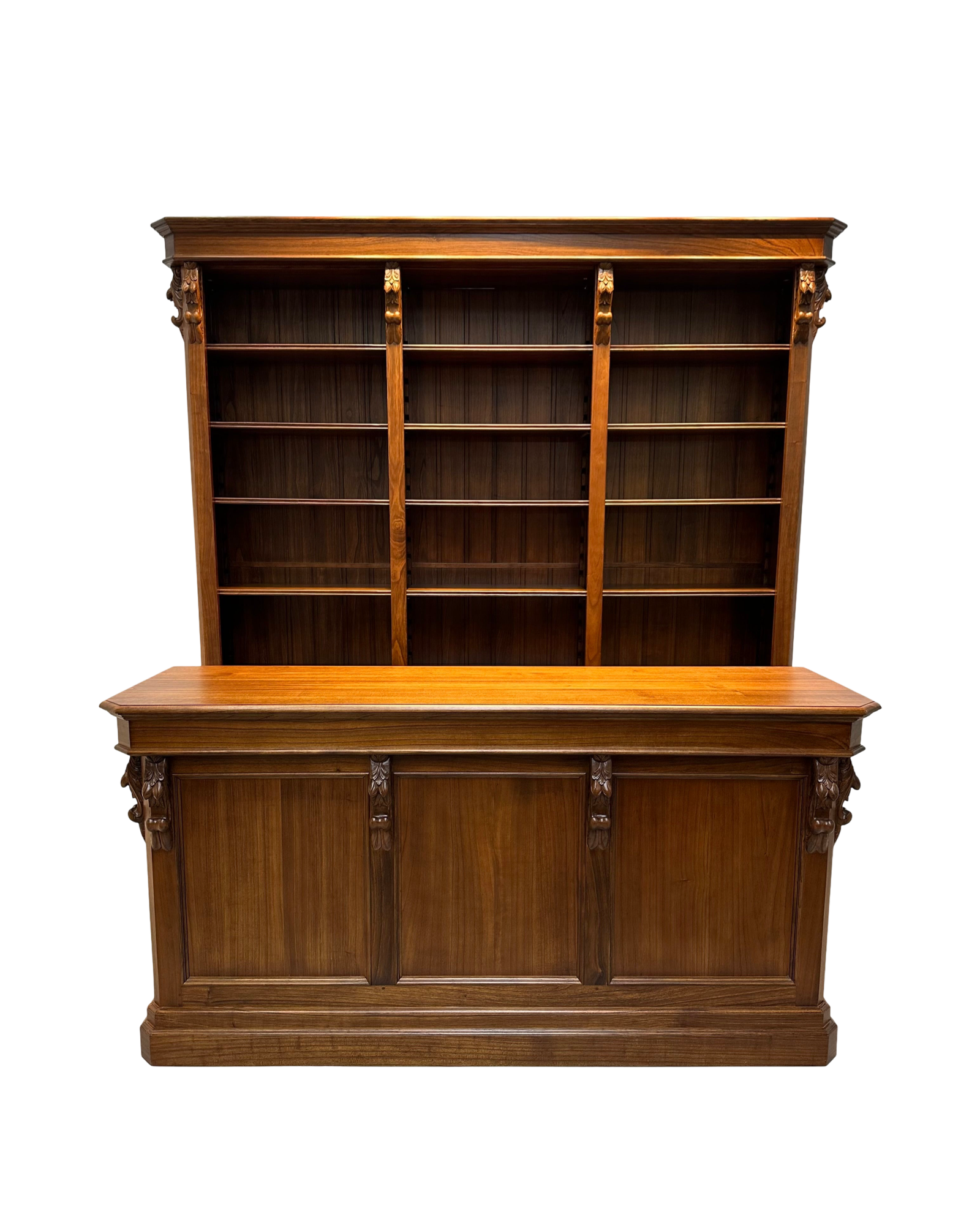 Antique handcarved counter with bookcase