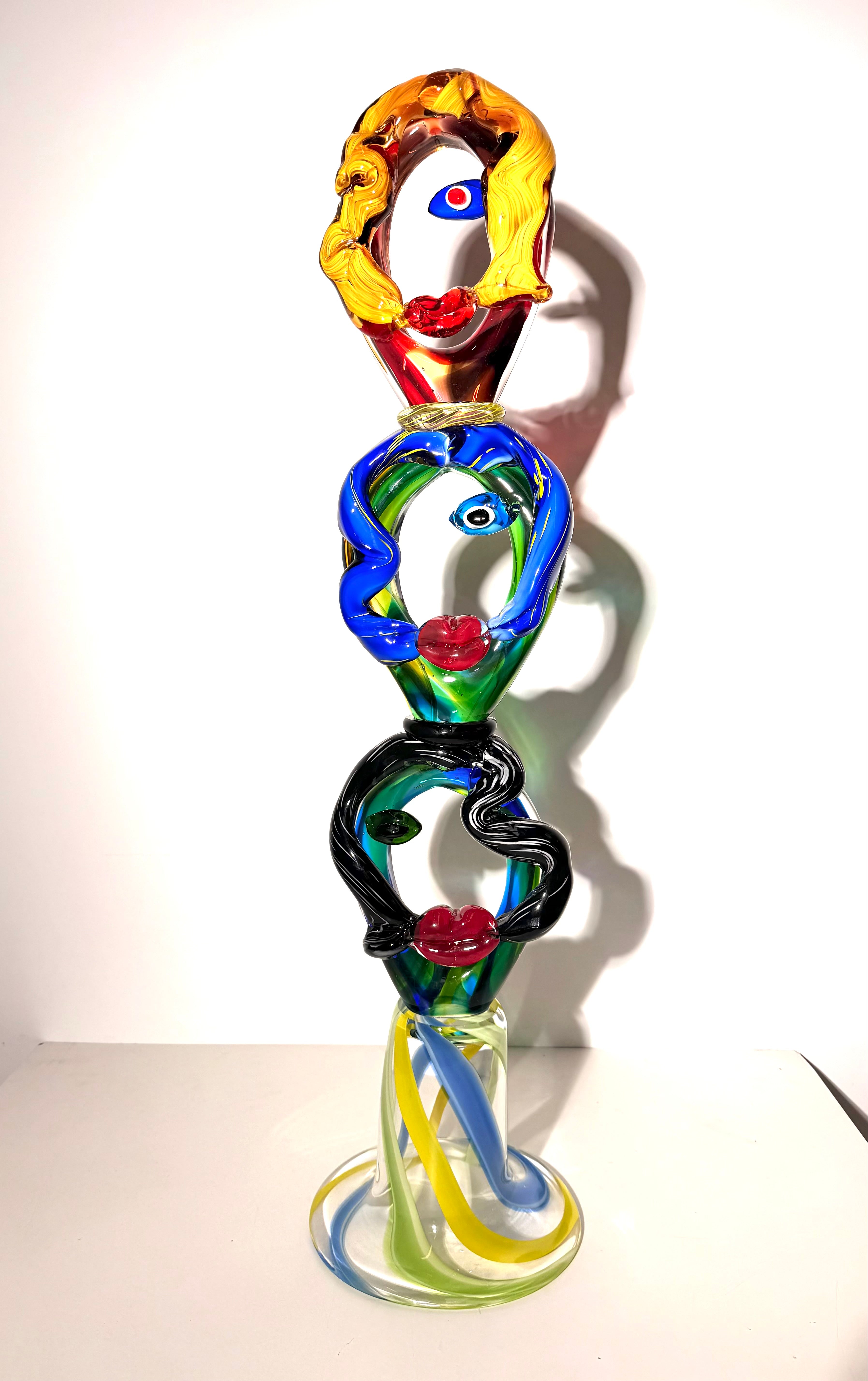 Murano Style Art Glass Totem Sculpture