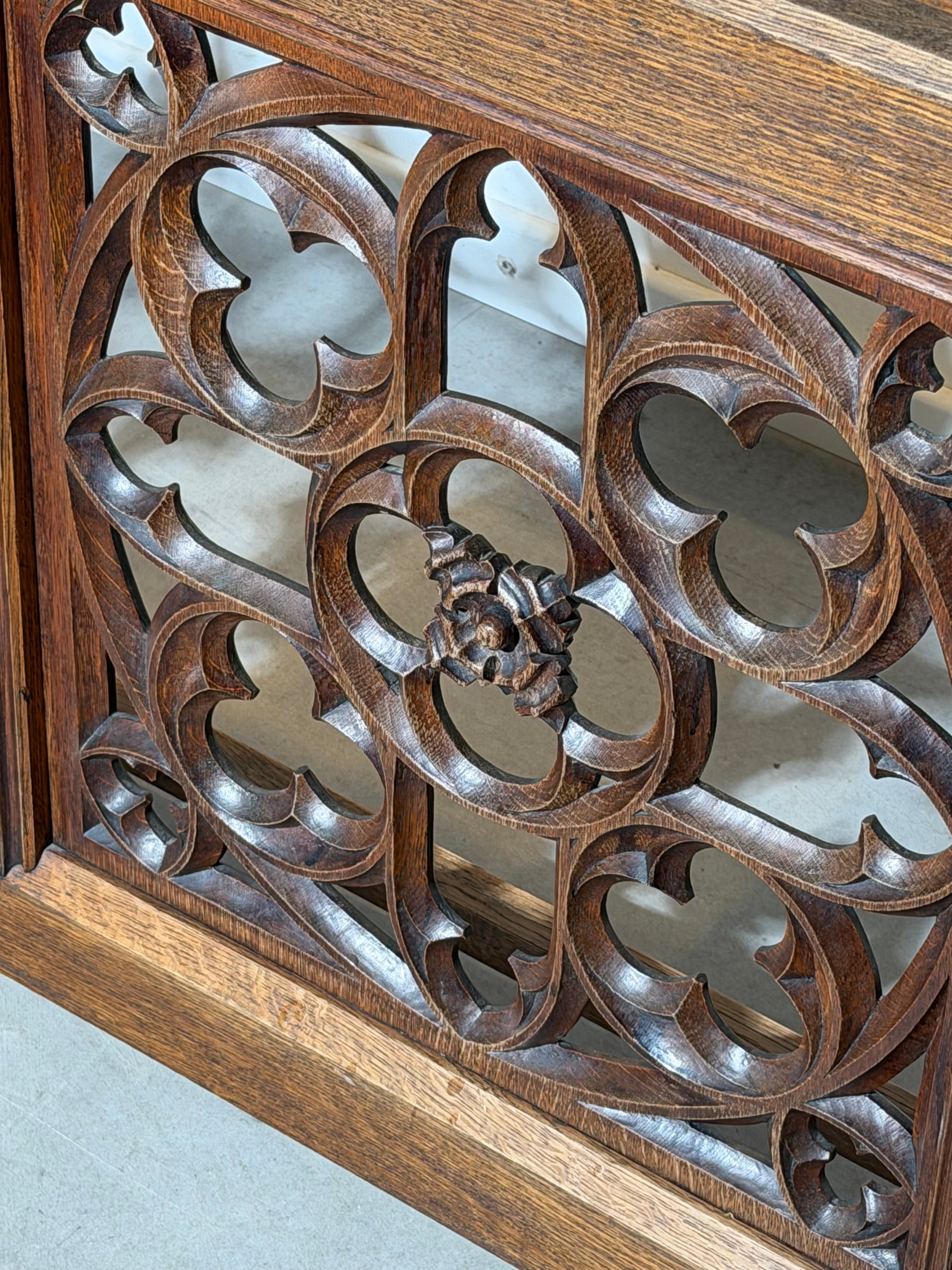 Carved Gothic Wooden Altar or Console Table – 19th Century Style