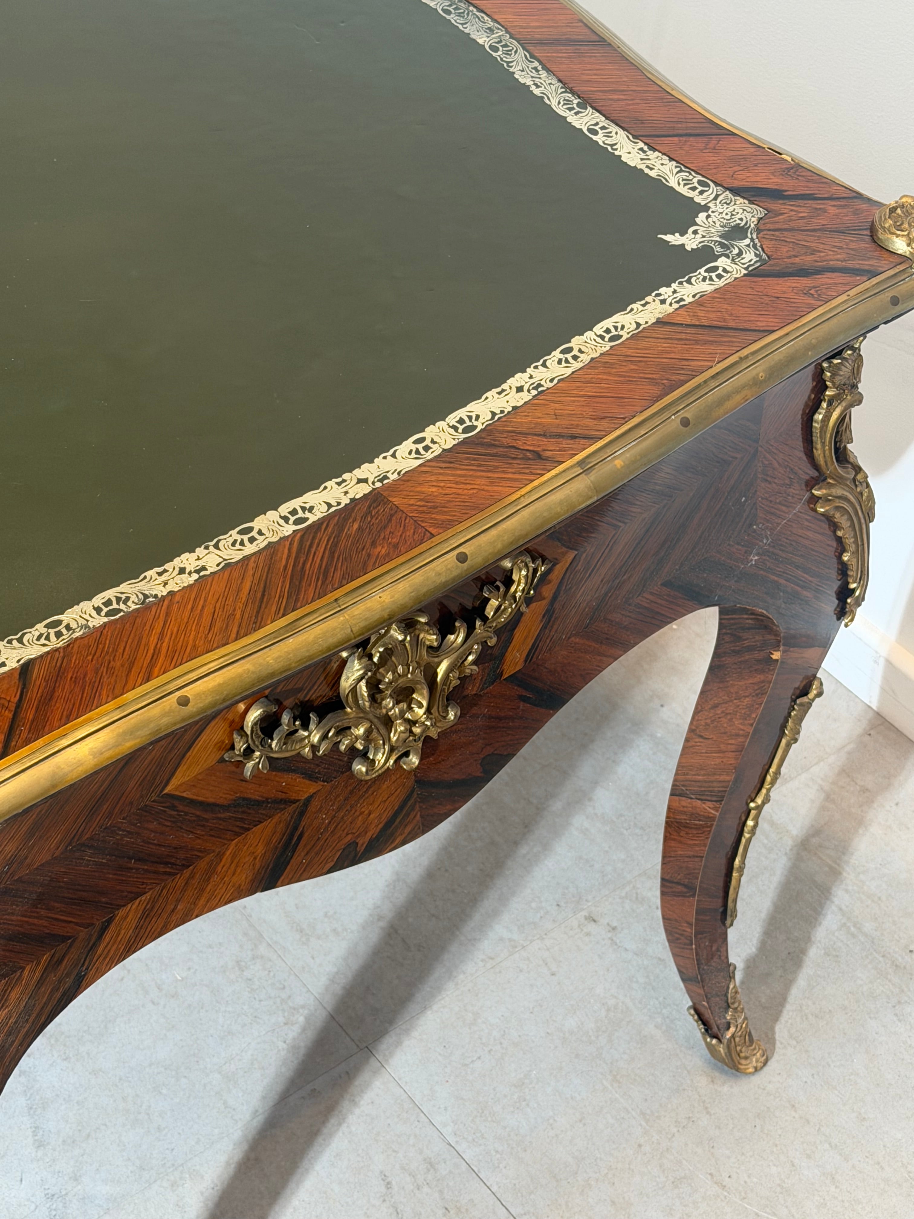 French Louis XV Style Rosewood Bureau Plat Writing Desk