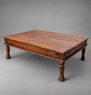 Large Antique Hand-Carved Wooden Coffee Table