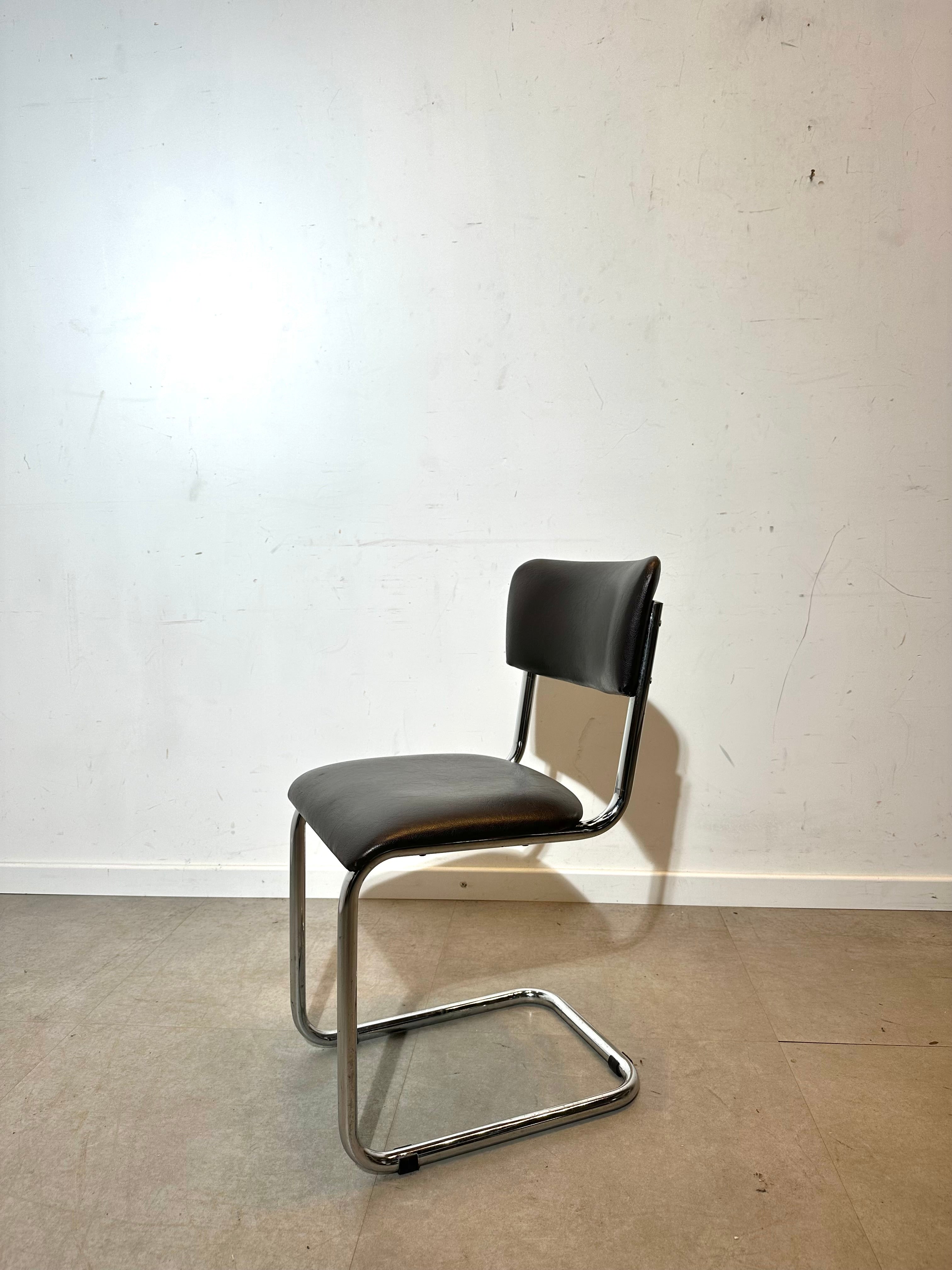 Tubax Cantilever Chair in Brown Leatherette