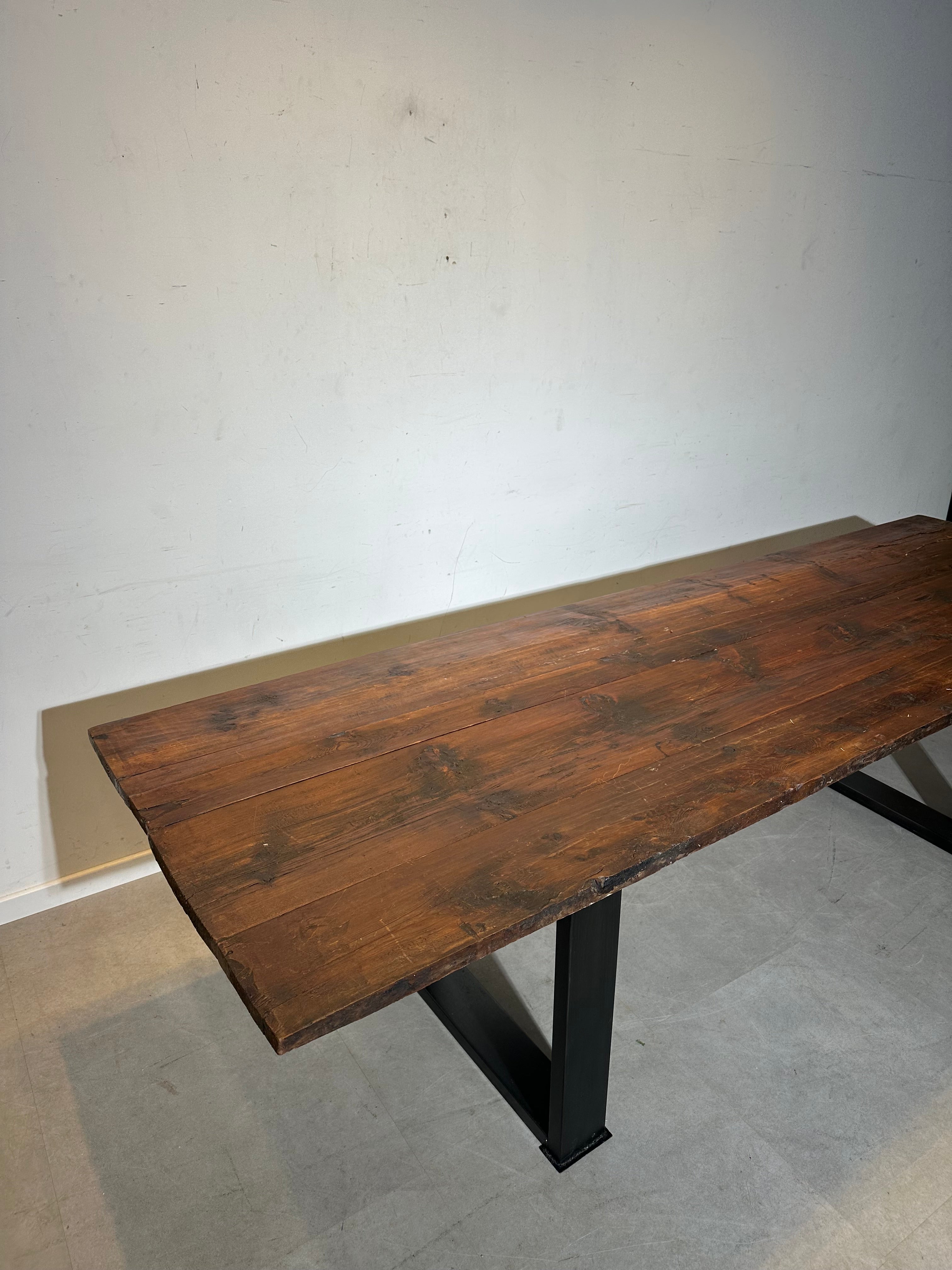 Long Rustic Lariks Wood Bench