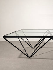 Paolo Piva Geometric Glass & Black Metal Coffee Table