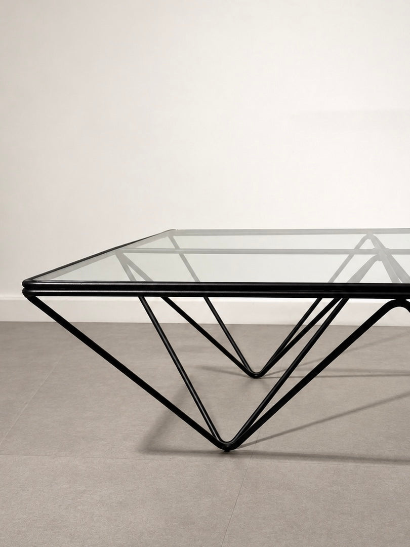 Paolo Piva Geometric Glass & Black Metal Coffee Table
