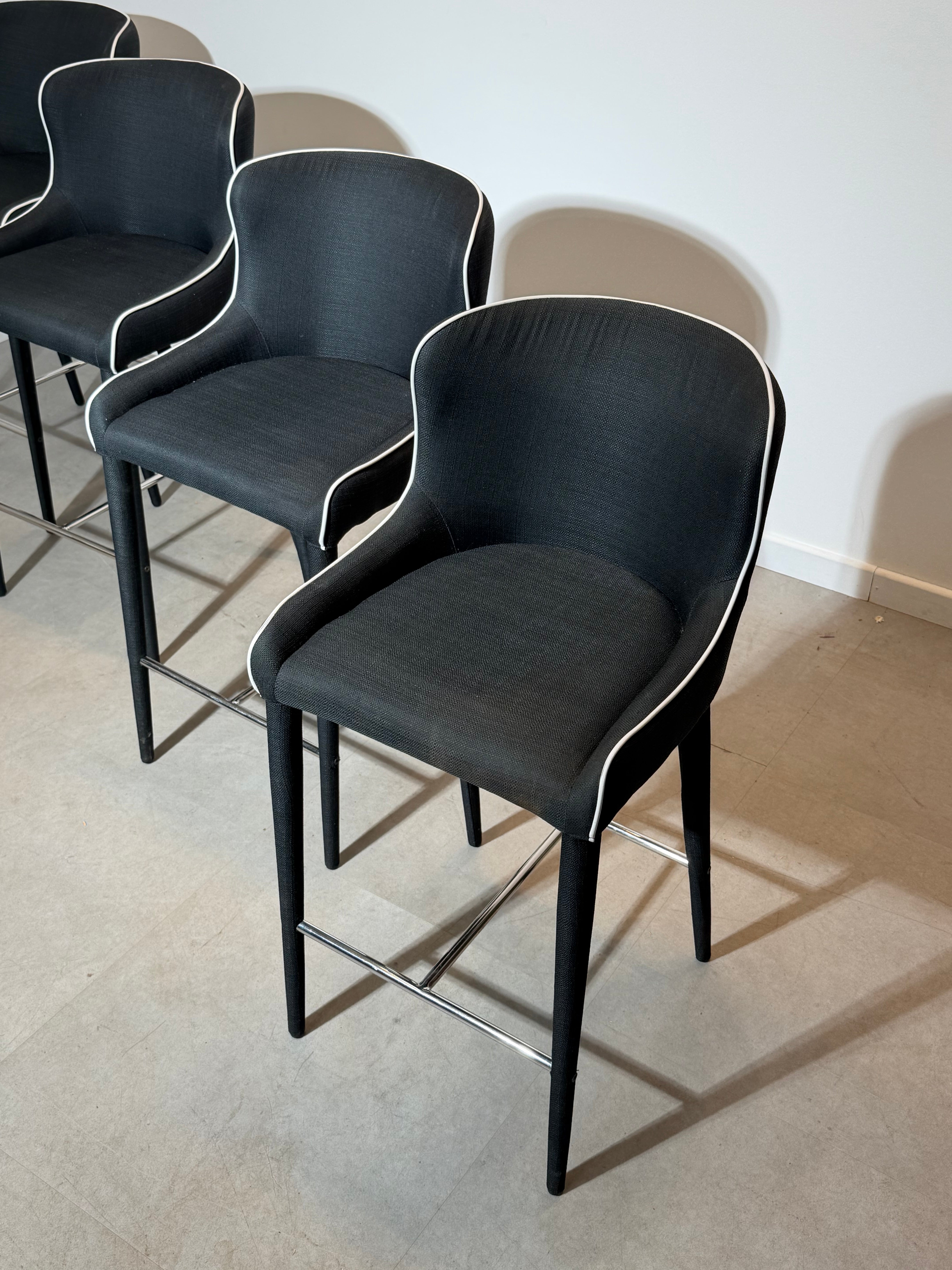 Contemporary Upholstered Bar Chair with Contrast Piping – Sold Individually