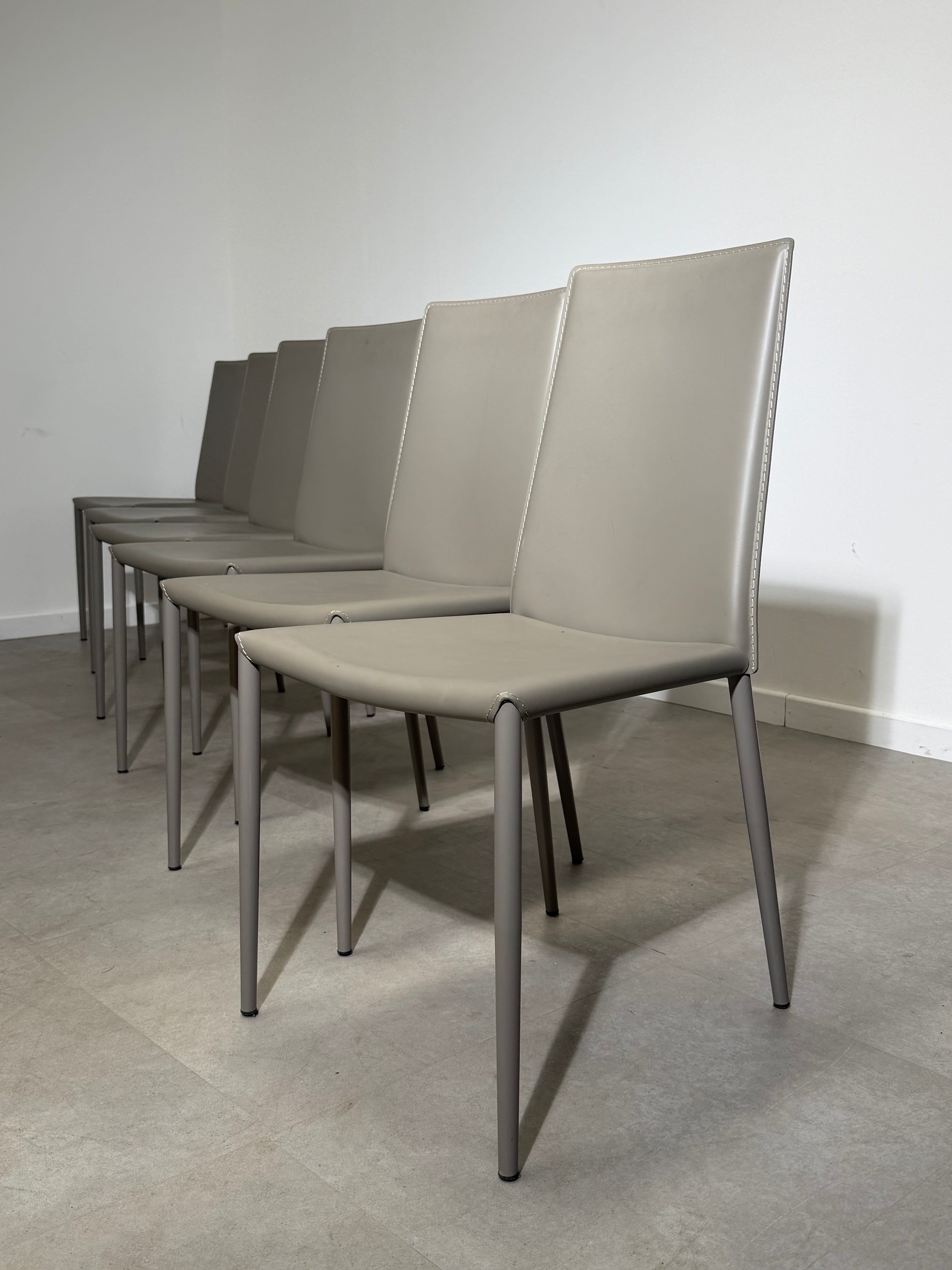 Calligaris Aida CS1484 Dining Chairs – Set of 6 – Genuine Leather – Made in Italy