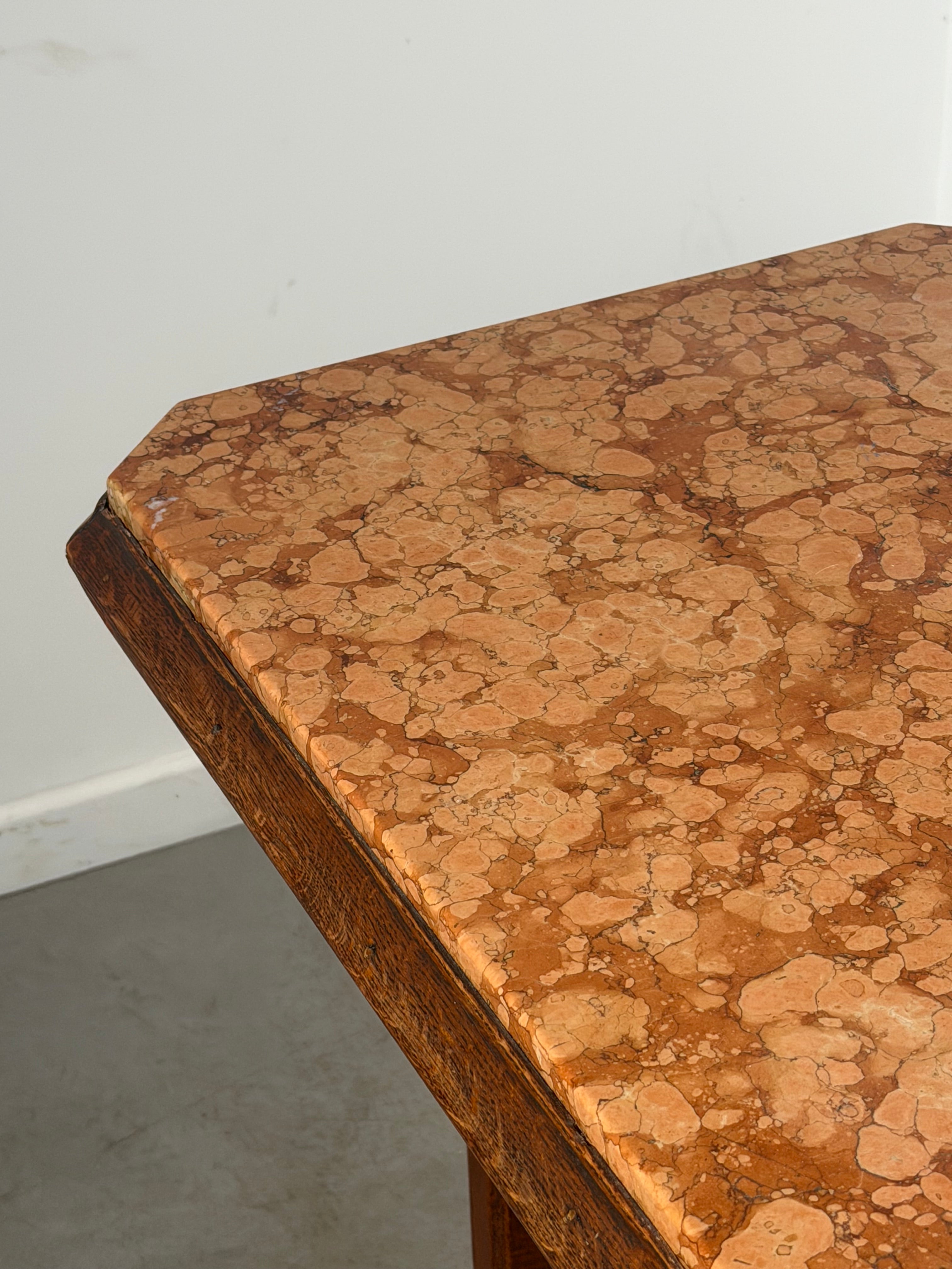 Antique Pub Table with Marble Top