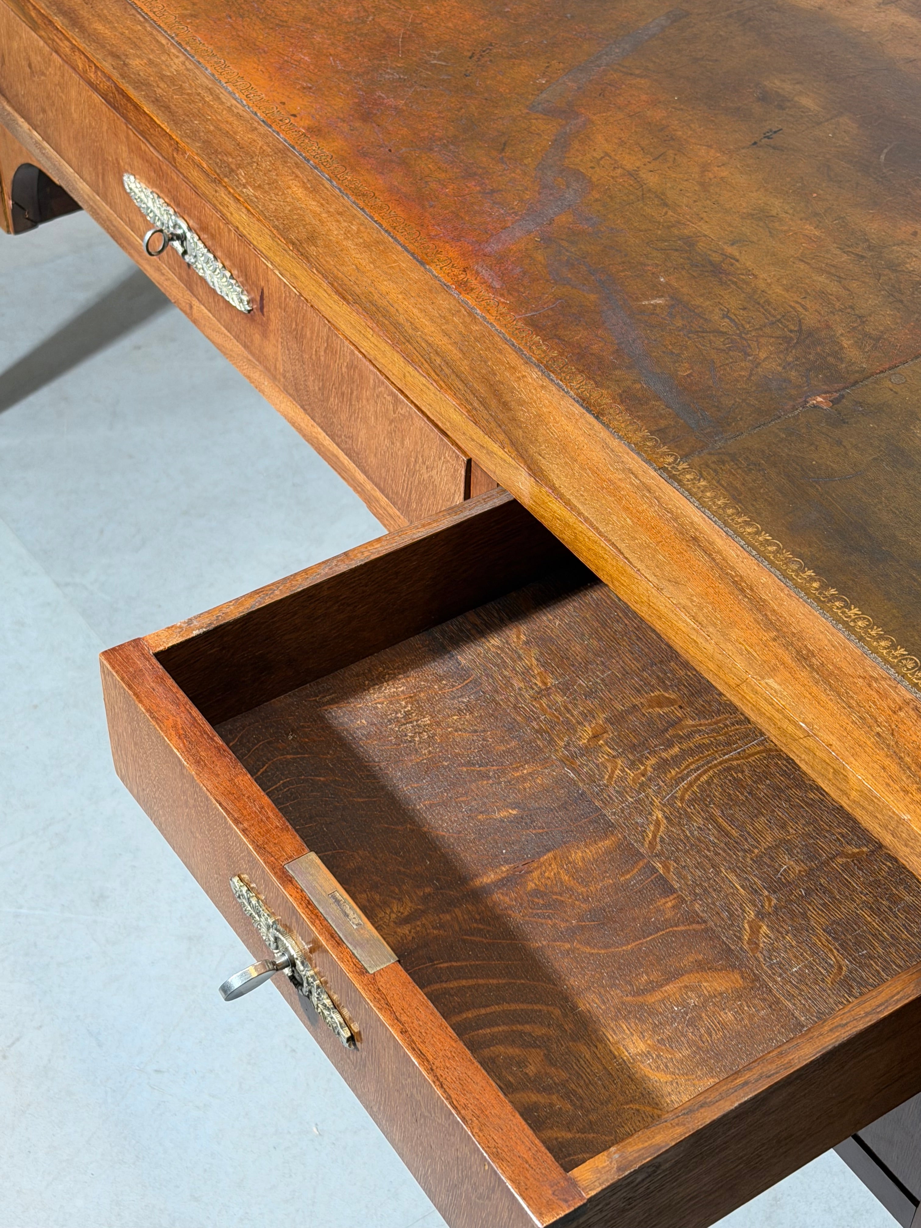 French Empire Style Executive Desk with Leather Top