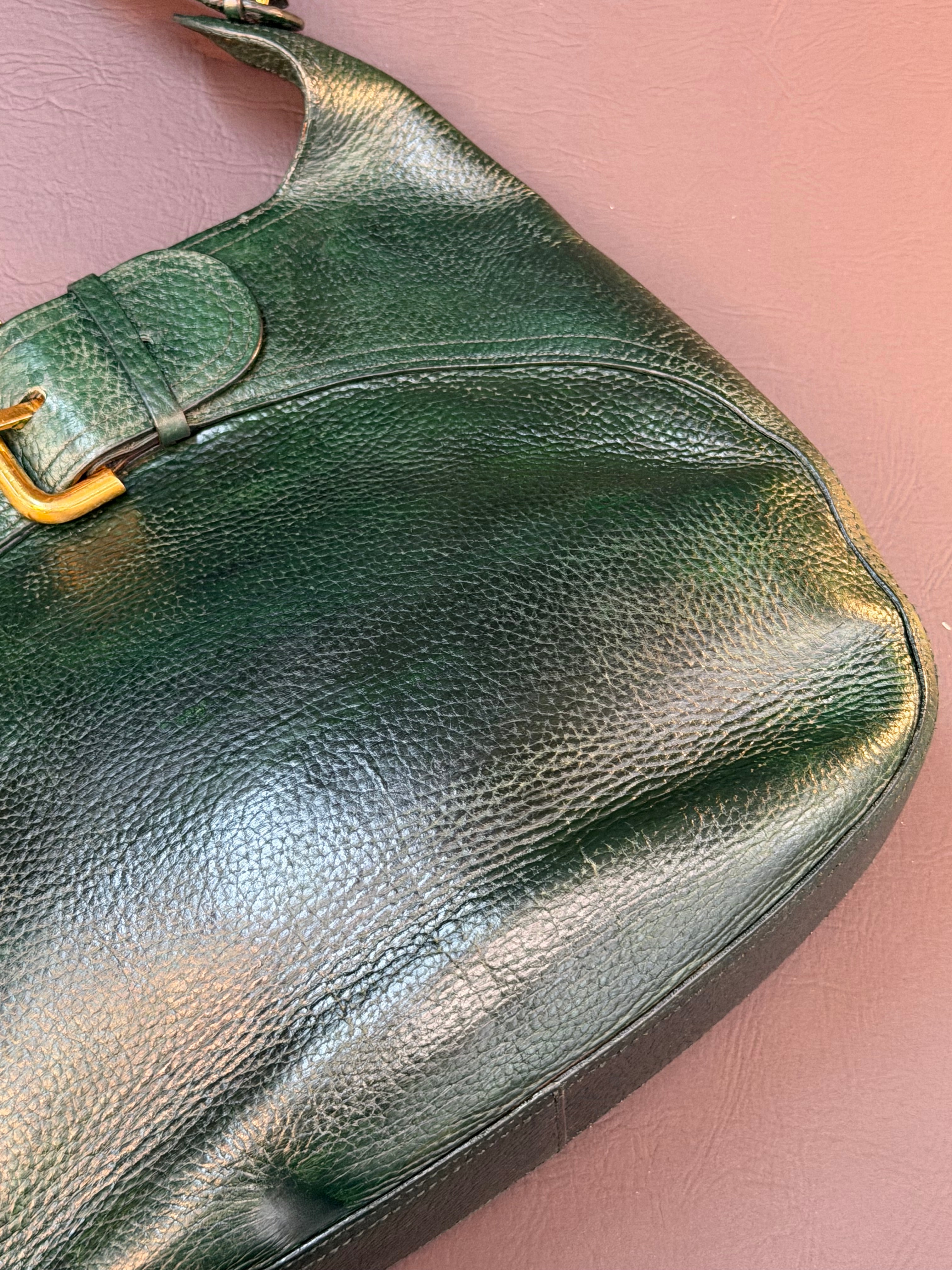 Delvaux “Souverain” Shoulder Bag – Green Leather – 32 x 25 cm