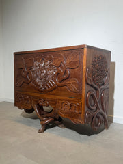 Congolese Hand-Carved Bar Cabinet, 1950s – Sculptural Tribal Storage Chest