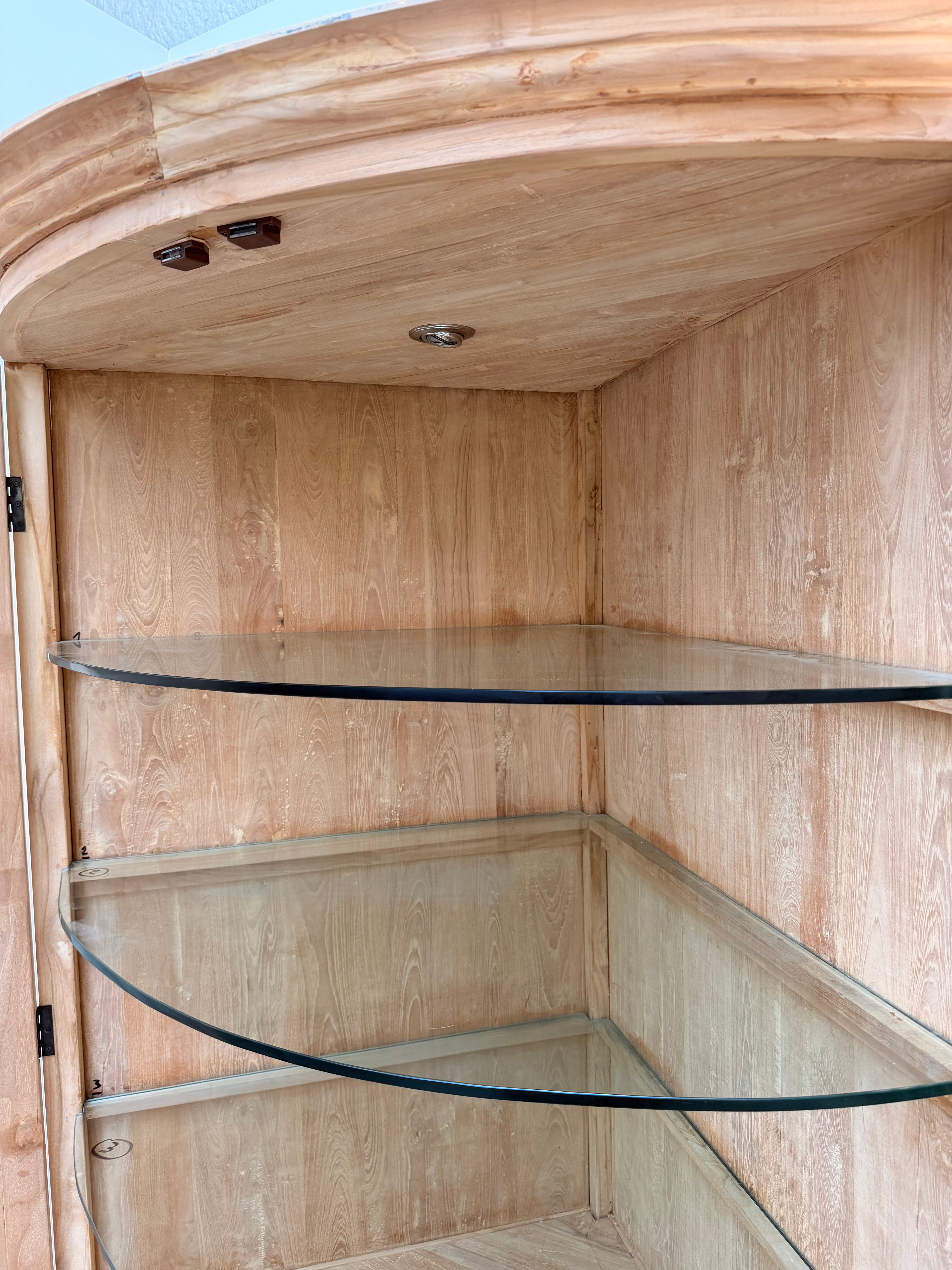 Teak Curved Display Cabinet