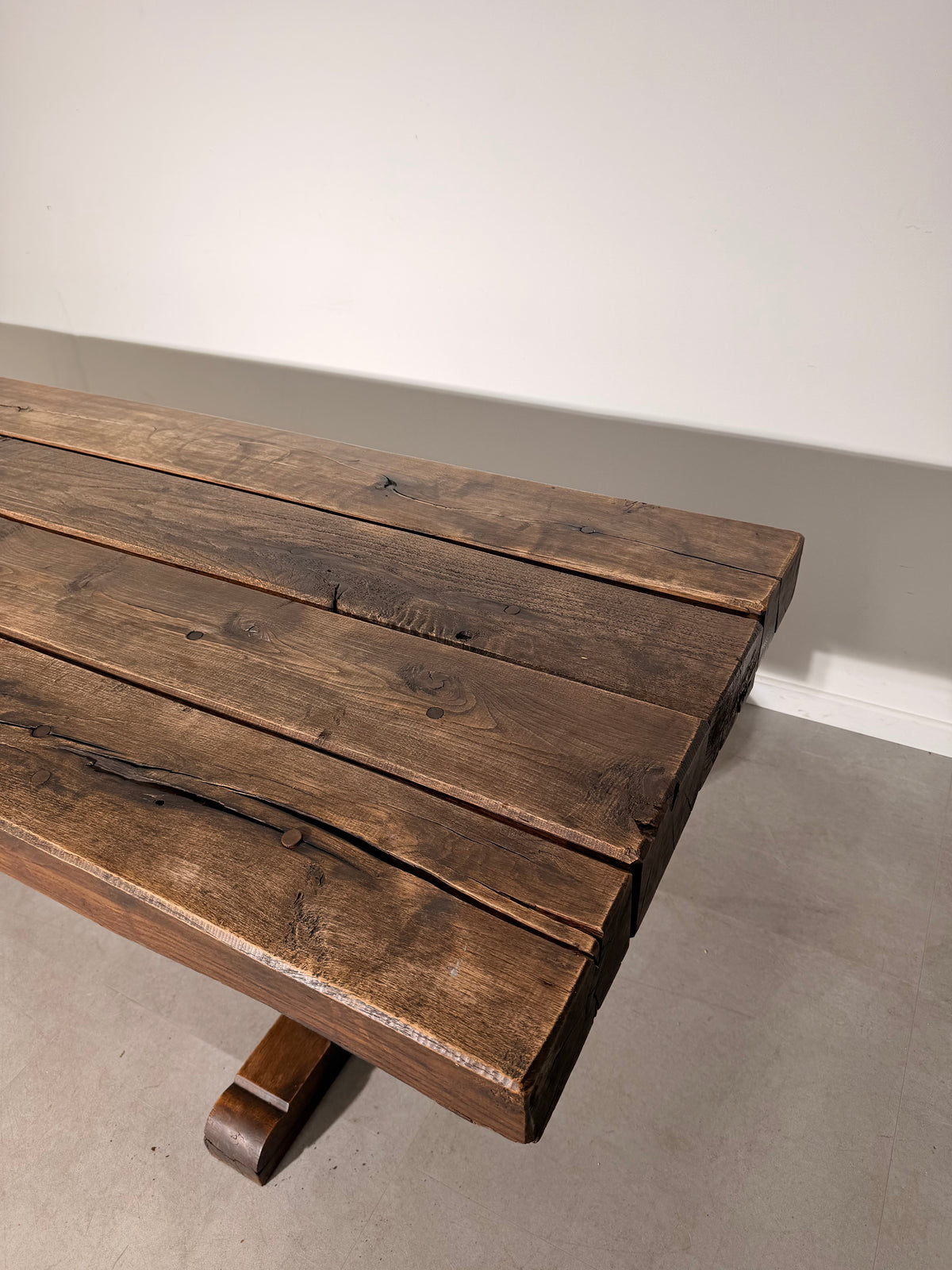 Rustic Solid Wood Trestle Dining Table