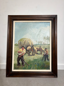 Oil on panel - Frans Minnaert - Hay Harvest