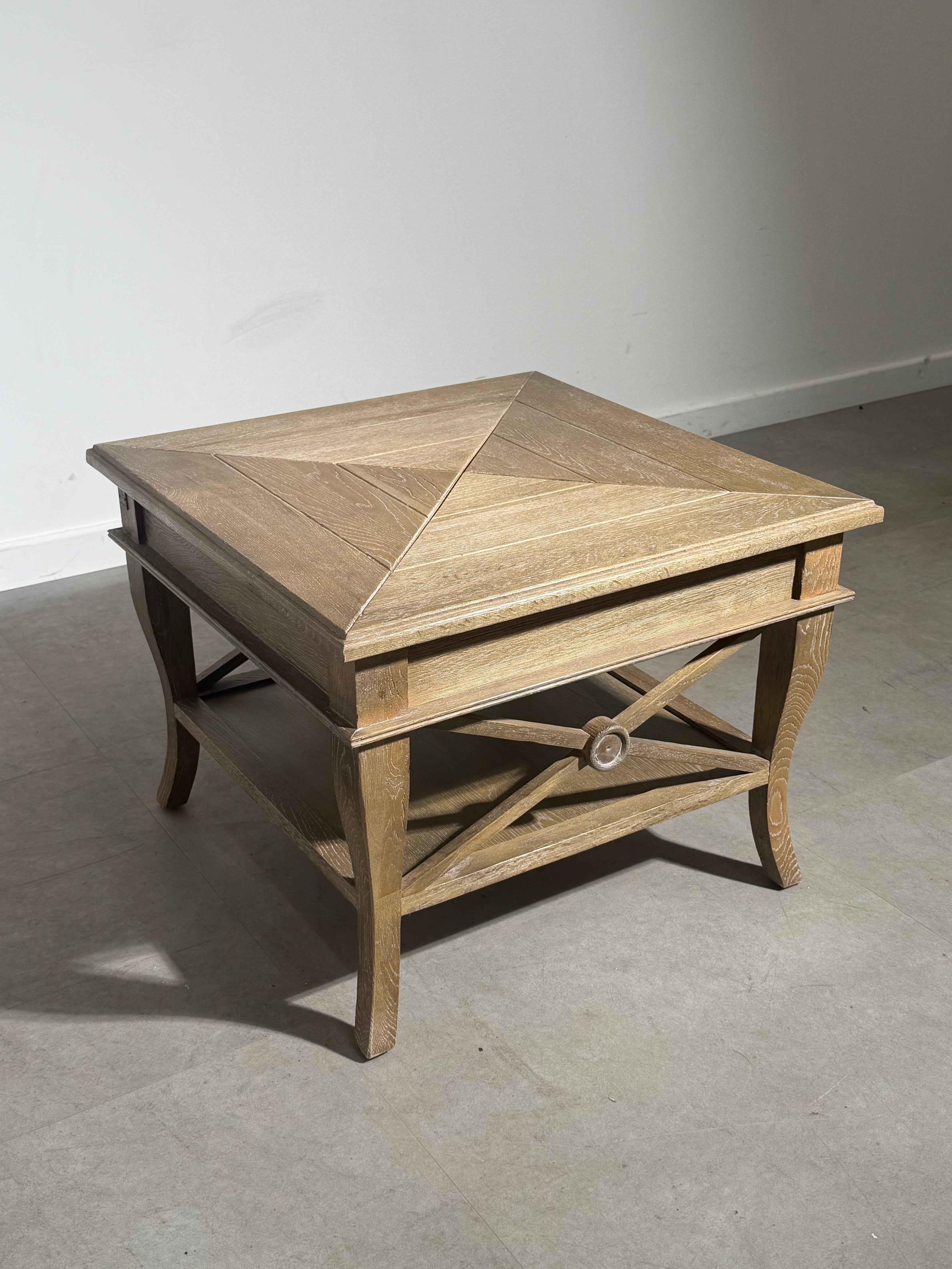 RR Interiors Solid Oak Side Table with Drawer & Lower Shelf