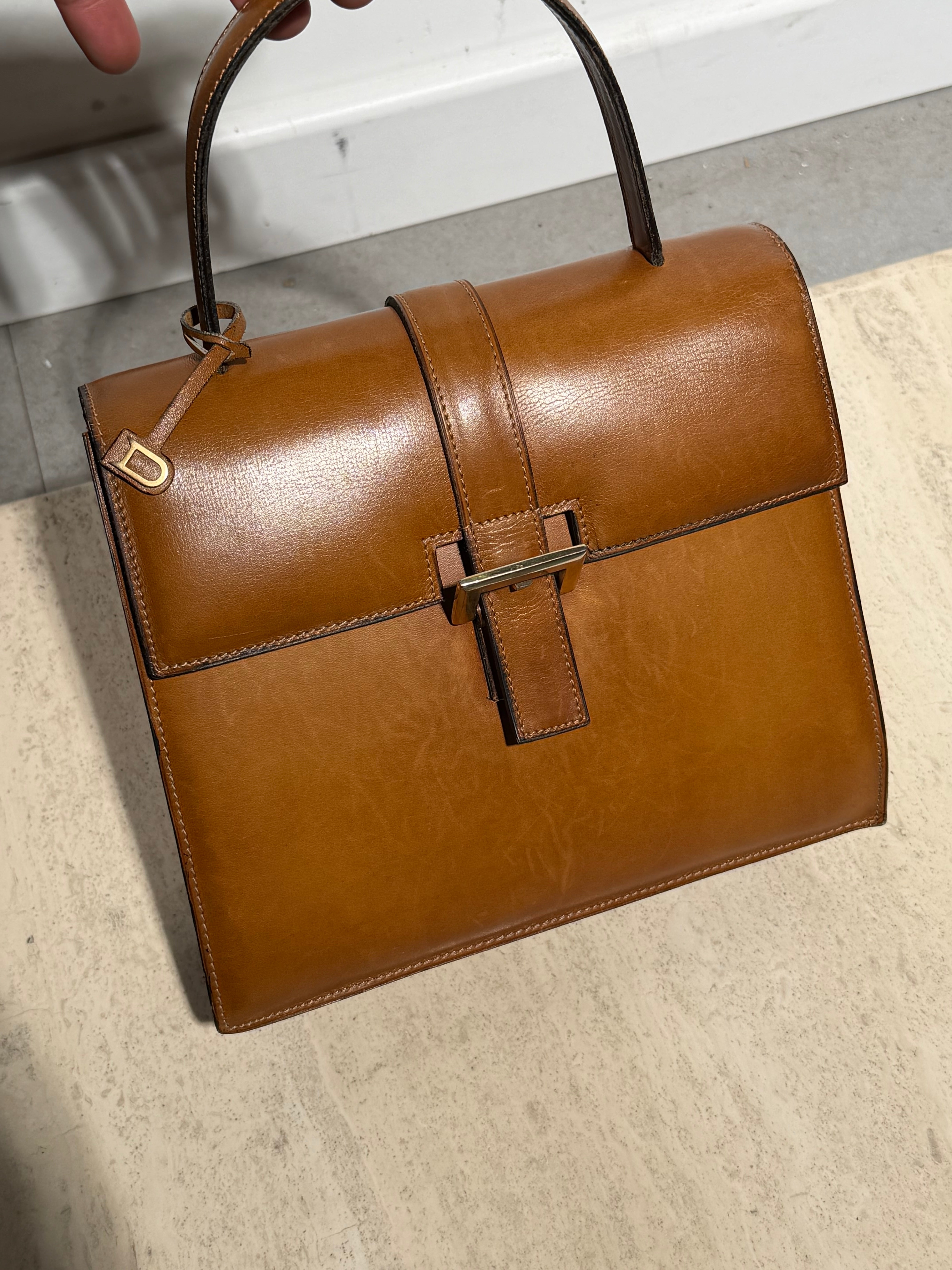 Delvaux Vintage Handtas – Cognackleurig leer