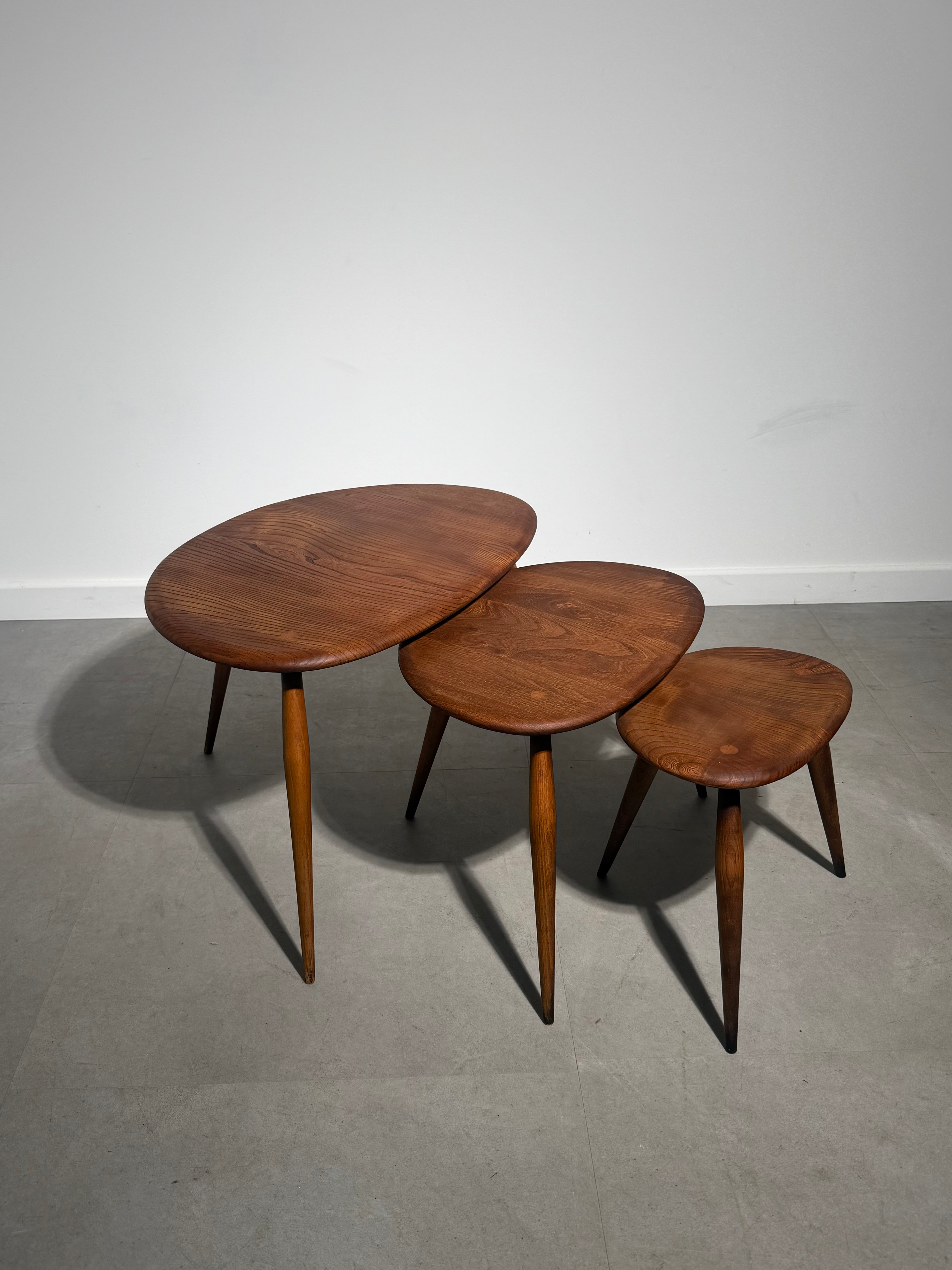 Vintage 1960s Ercol Pebble Nesting Tables – Set of 3