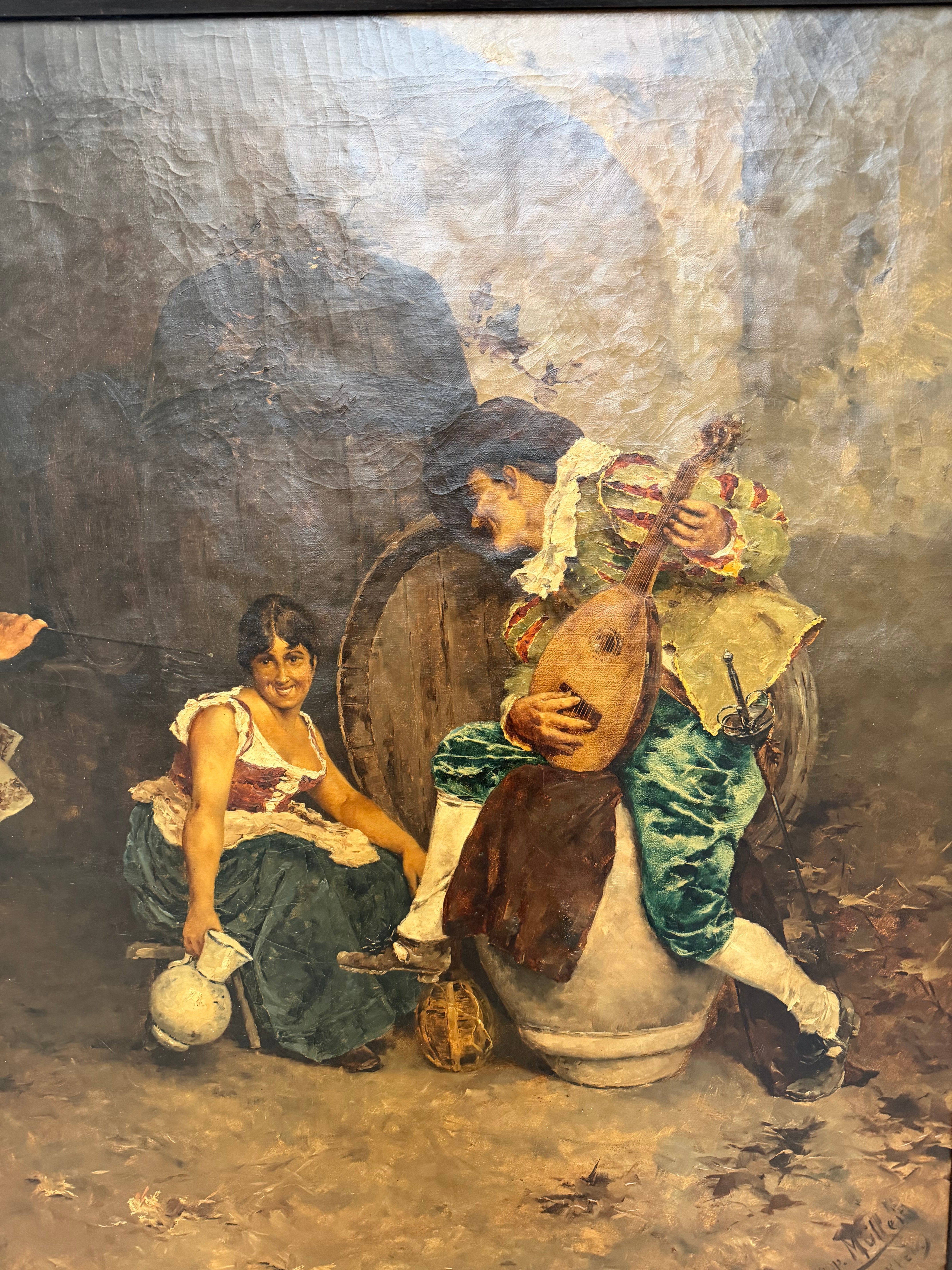 Antiek olieverfschilderij op doek van Leopold Müller