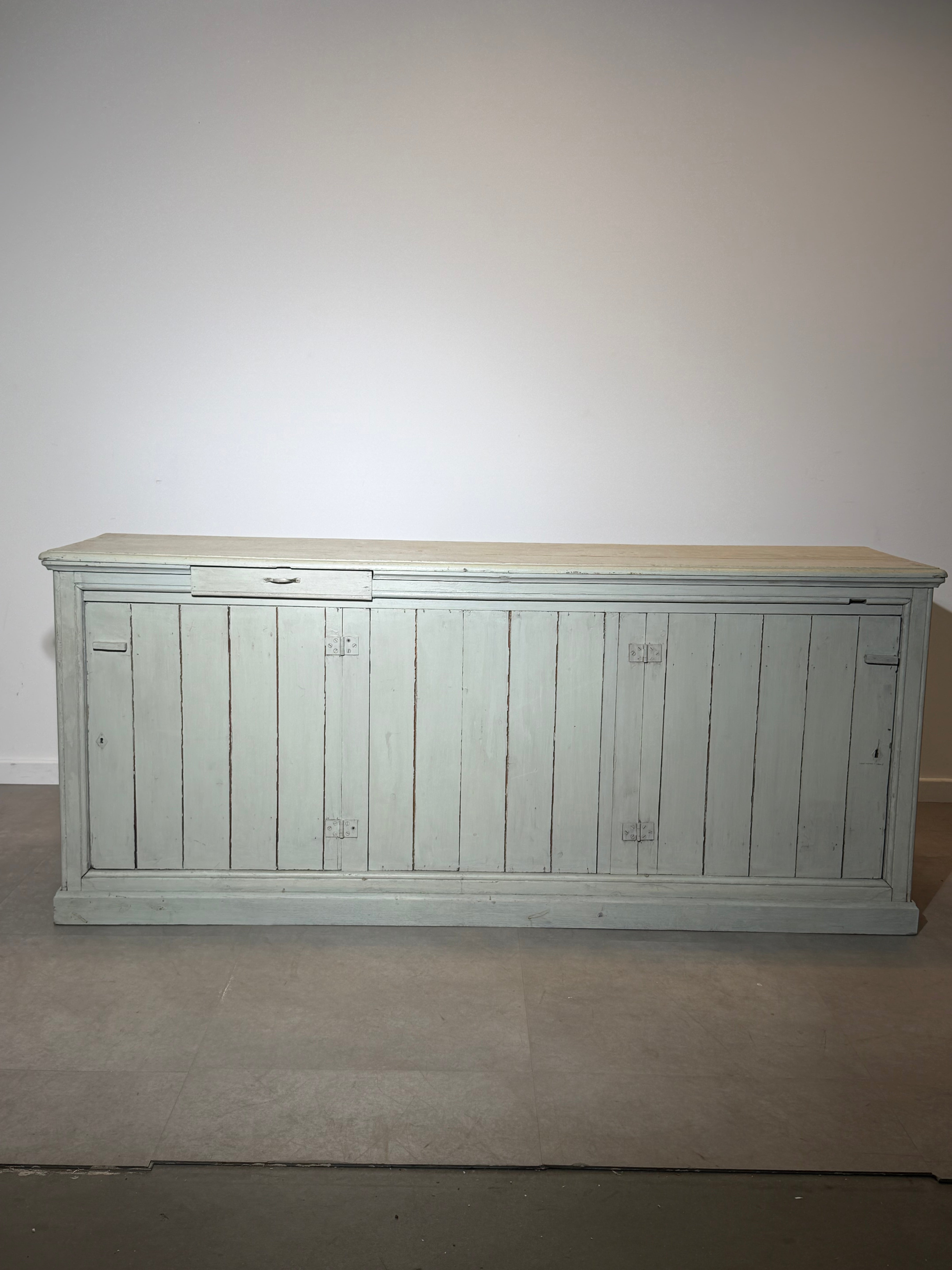 Antique Solid Oak Shop Counter with Glass Display Front