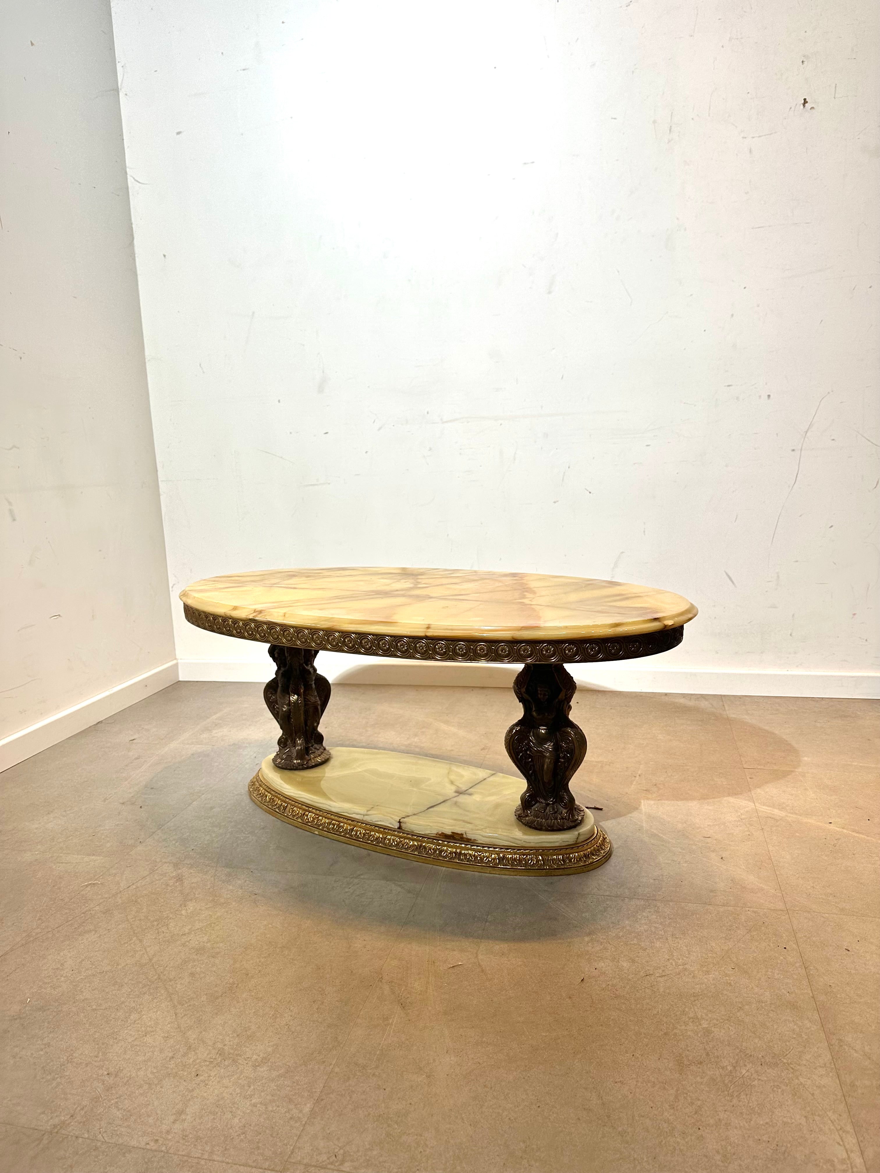 Vintage neoklassieke onyx salontafel