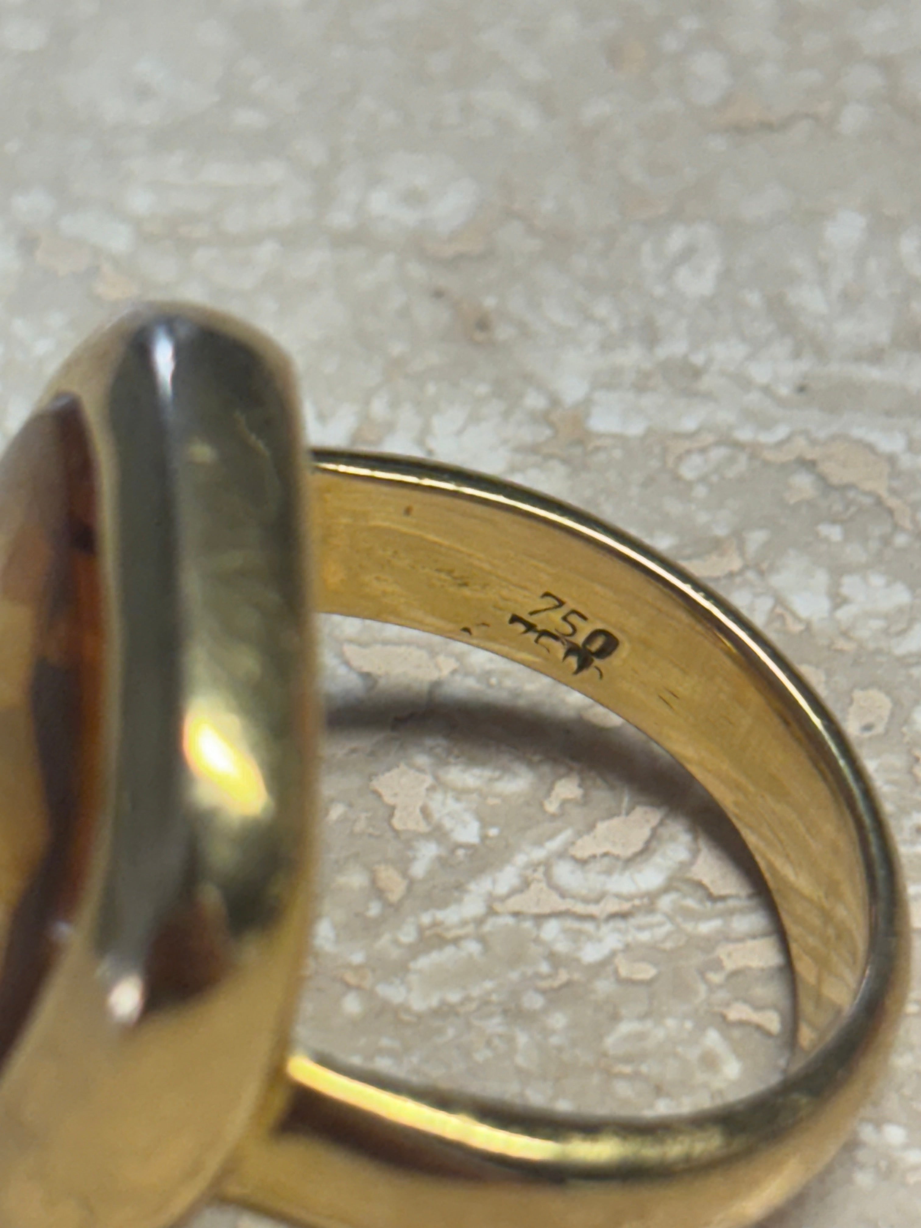 Bague en or 18 carats avec citrine taille coussin – Taille 56