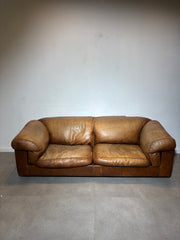 Vintage designbank van cognackleurig leer