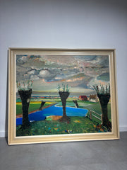 Olieverf op doek - “De Drie Wilgen” van Gaston Theunynck