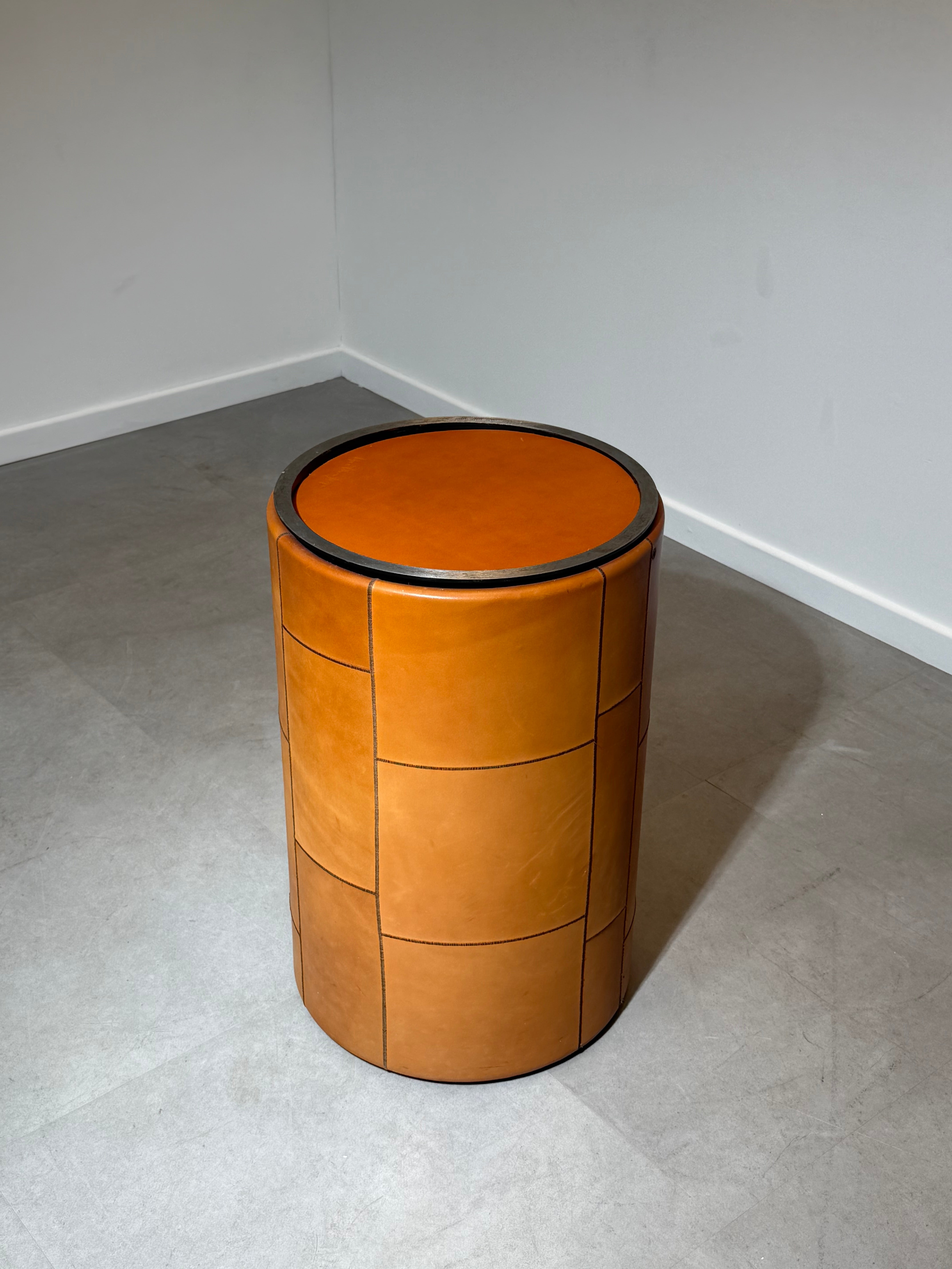 *Tobio Dining Table by Tobia & Afra Scarpa – Cognac Leather Base & Glass Top – 200 x 100 cm