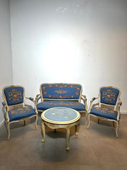 Ensemble de salon vintage de style Louis XV français – Table assortie