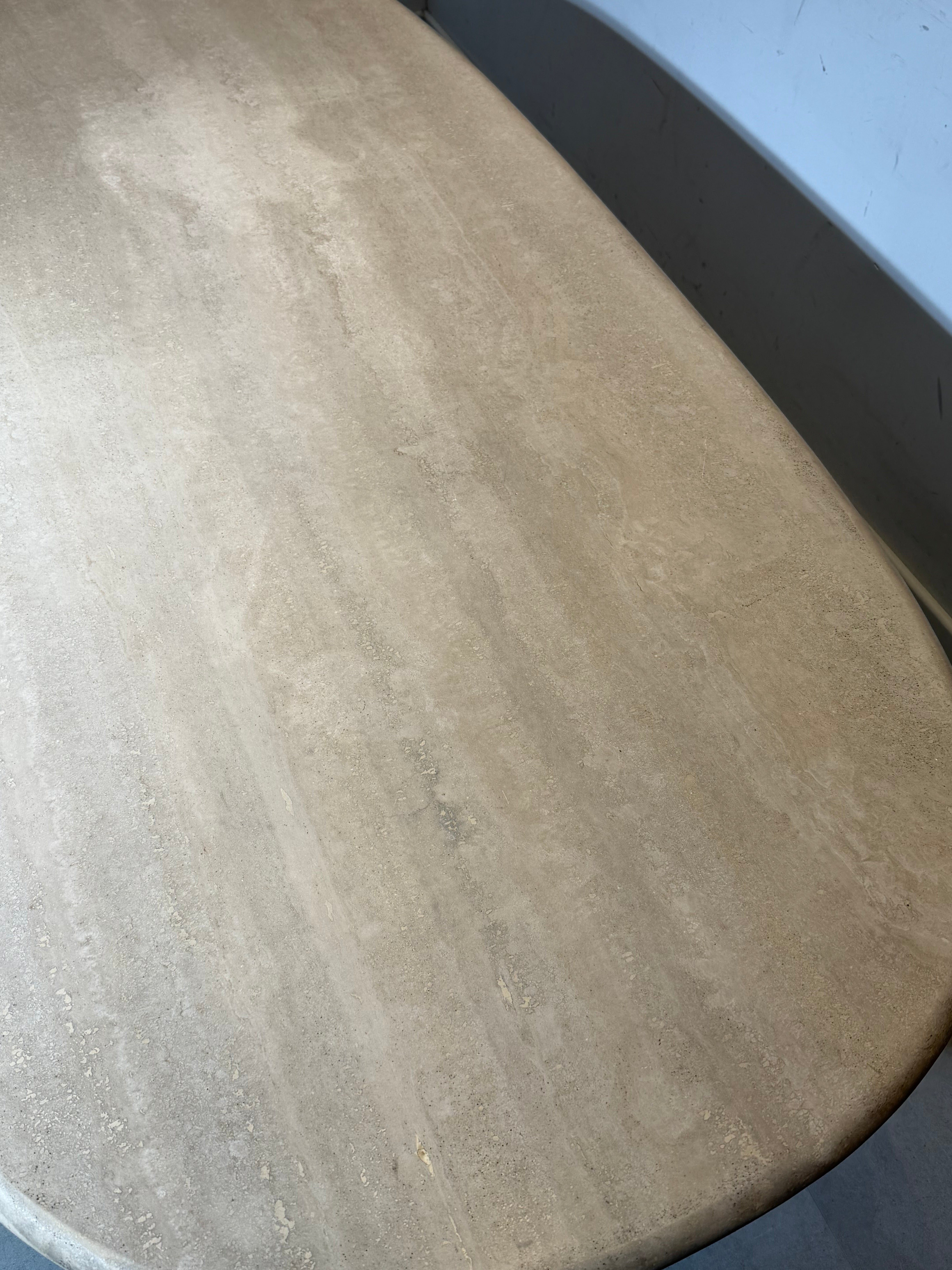 Vintage Travertine Dining Table – Organic Oval Shape – 180 cm