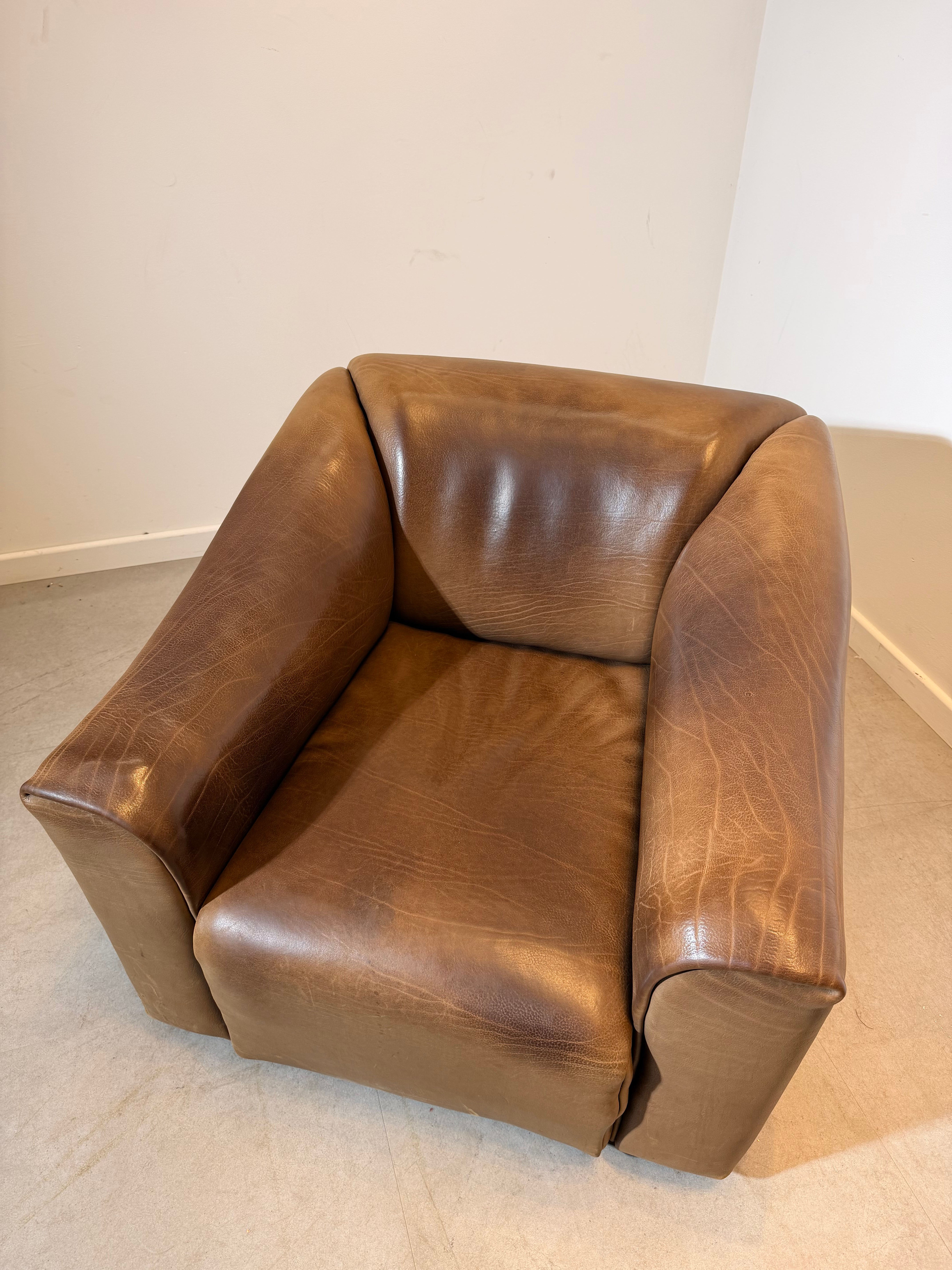 De Sede DS-47 Vintage Neck Leather Lounge Chair with Ottoman