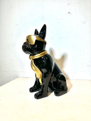 Modern Bulldog Sculpture — Black & Gold Plastic Design