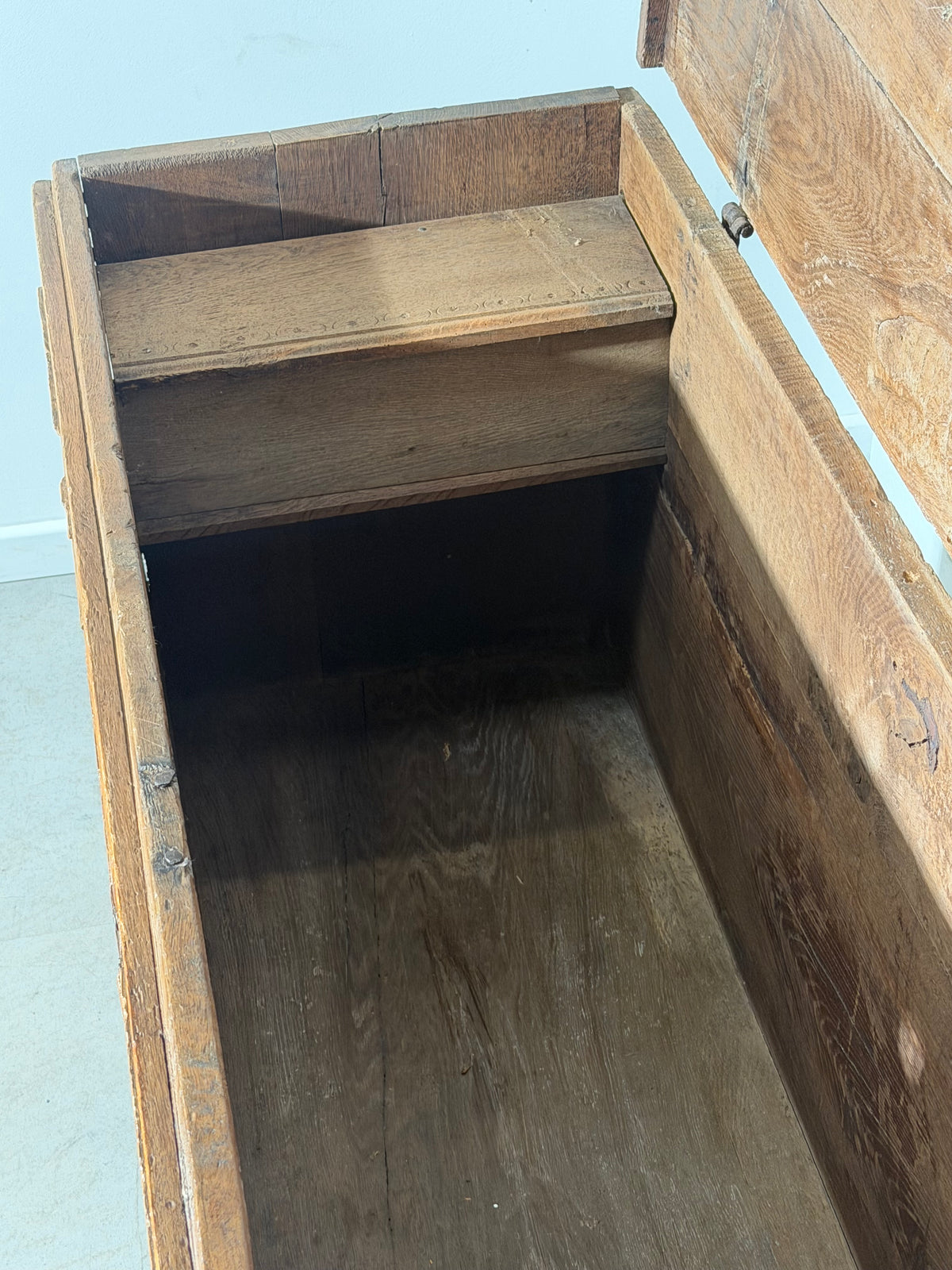 19th-Century Carved Wooden Chest