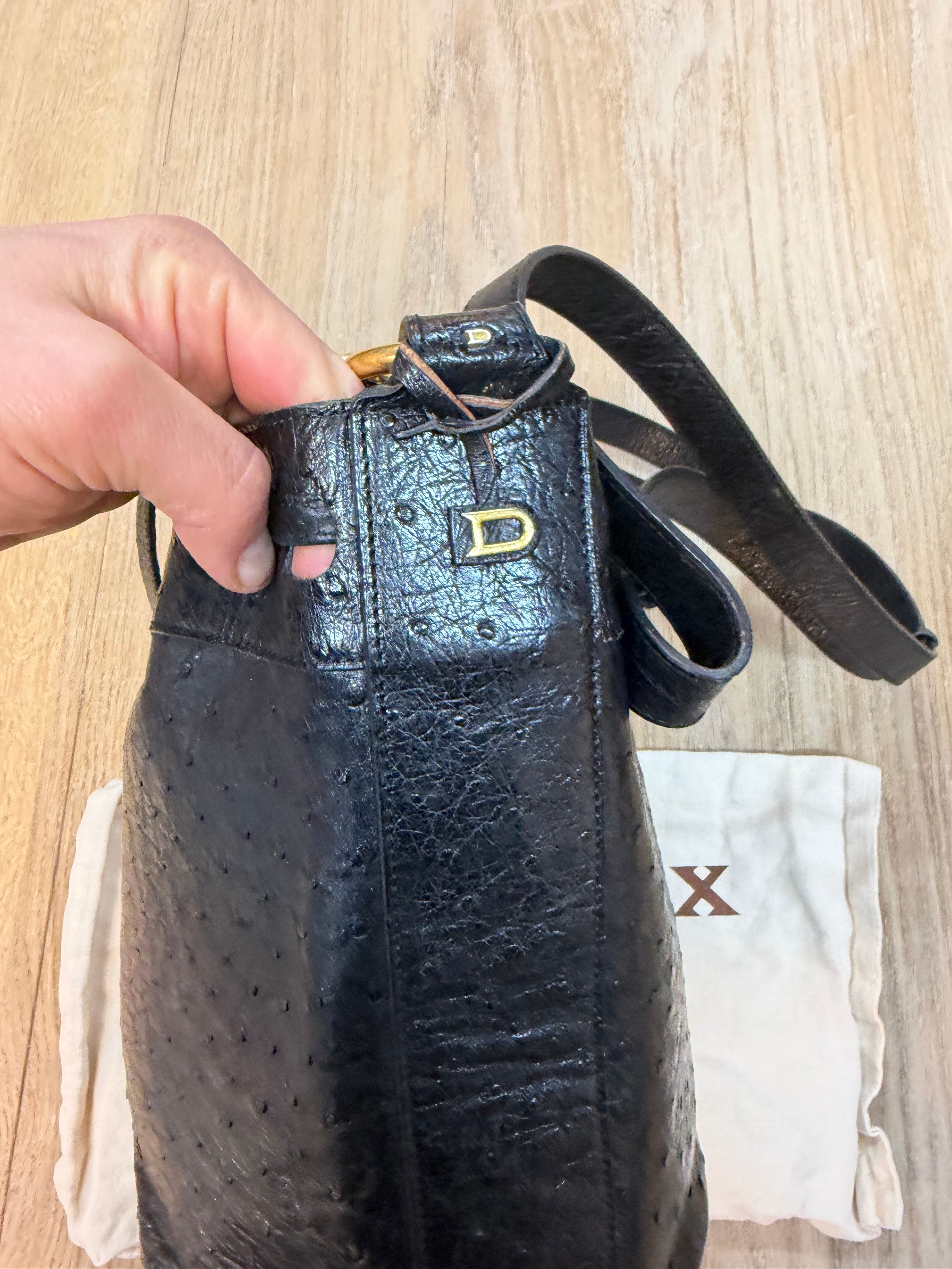 Delvaux “Gibus” Bag – Ostrich Leather – 26 x 23 cm (Dustbag Included)